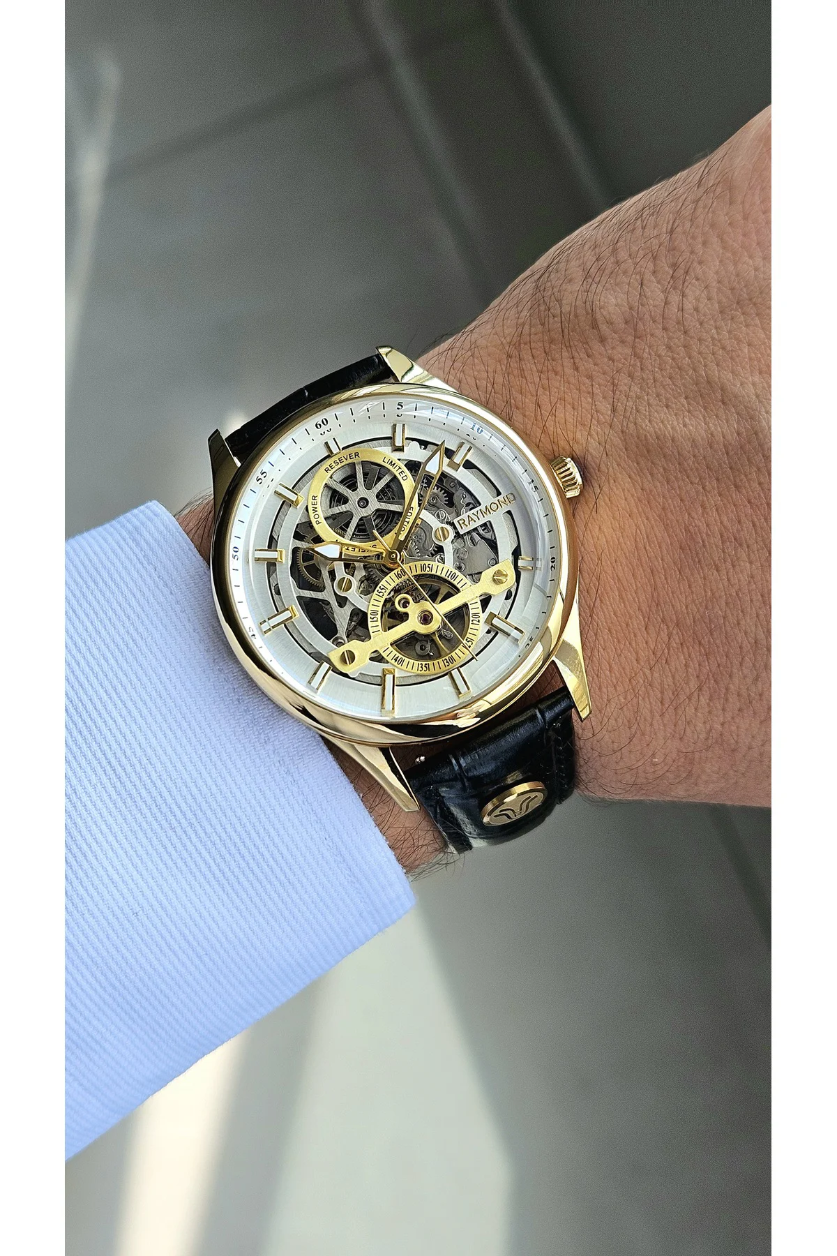 RYM-280267 ERKEK İSKELET OTOMATİK KOL SAATİ GOLD-BK-W