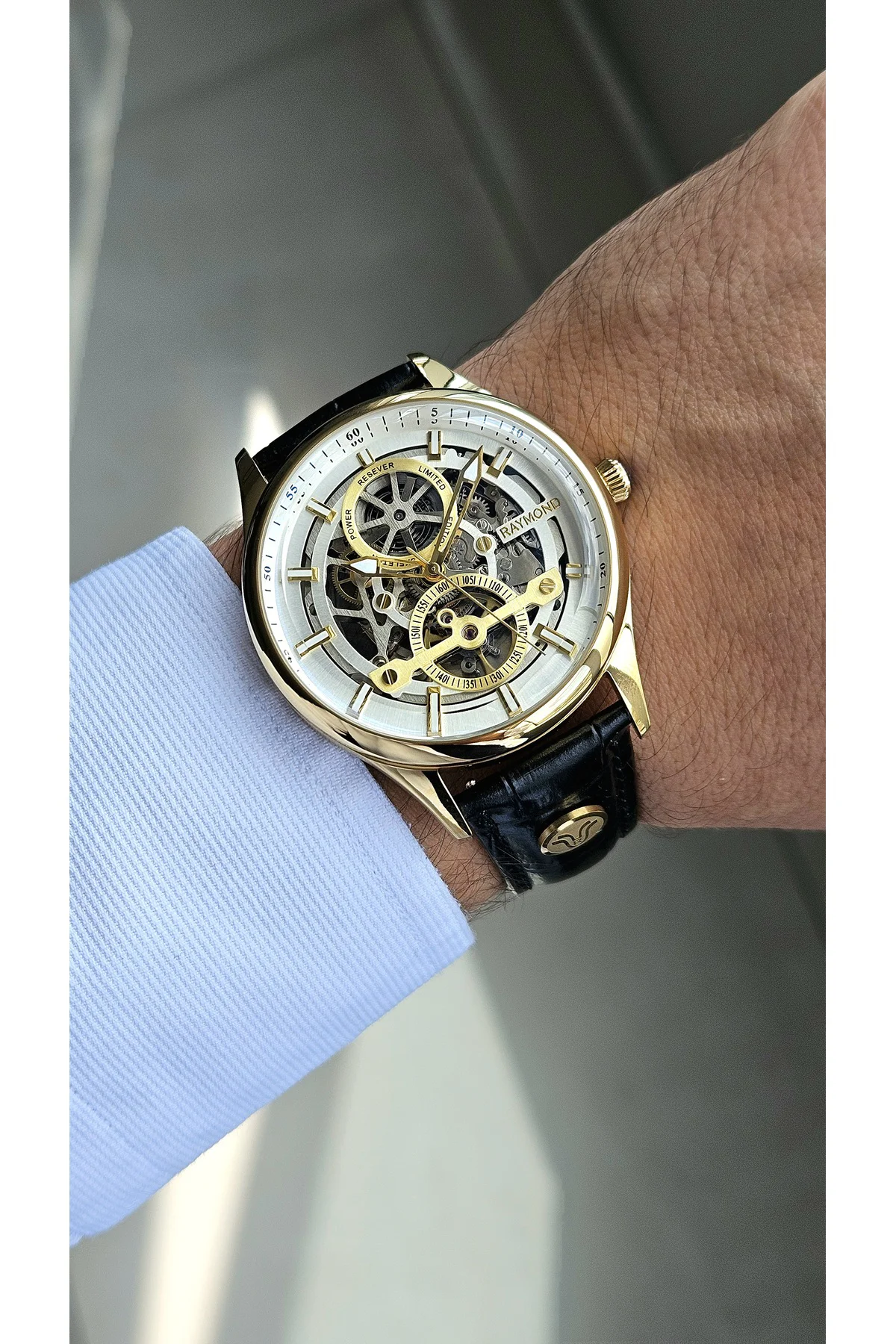 RYM-280267 ERKEK İSKELET OTOMATİK KOL SAATİ GOLD-BK-W