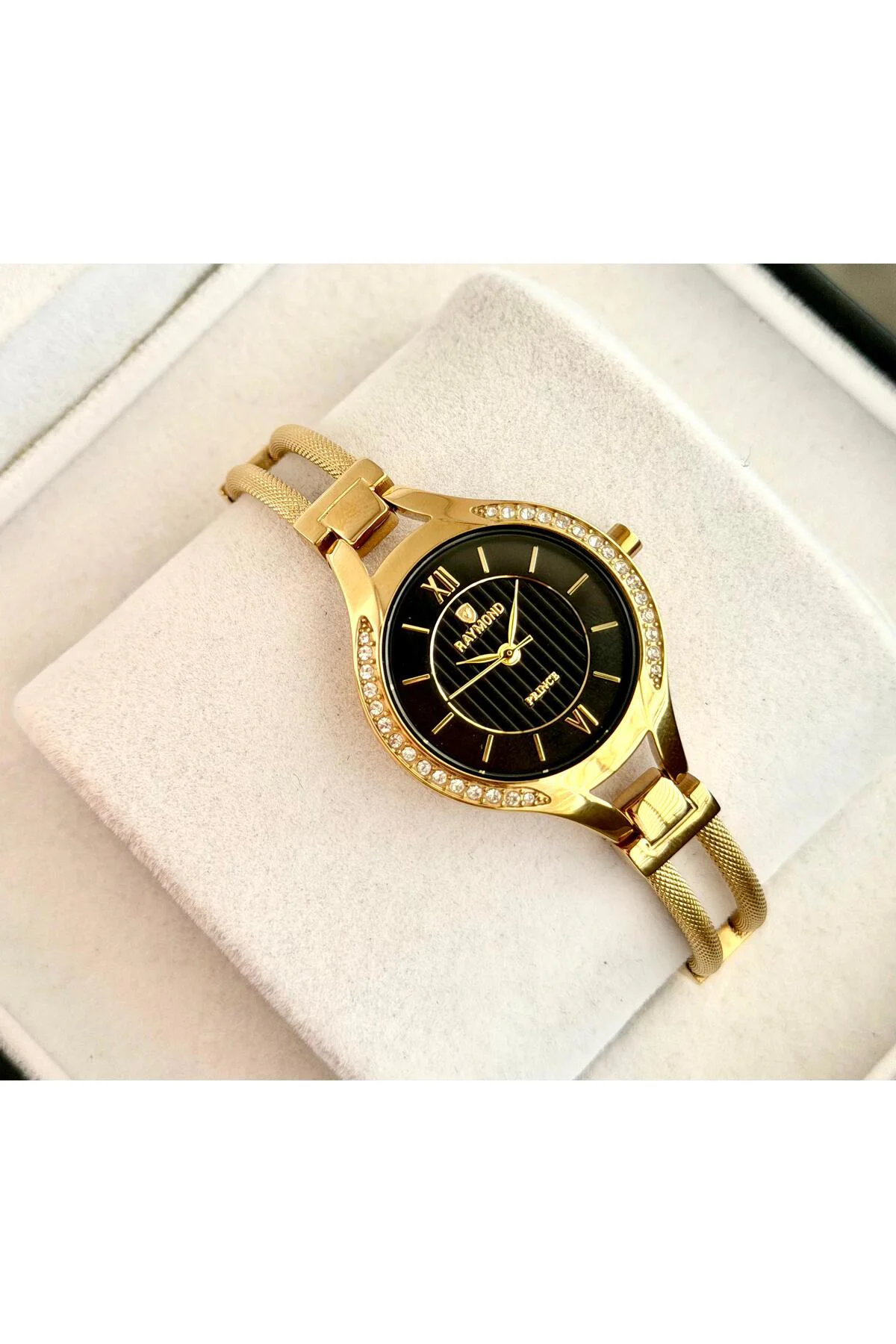 RYM-5034 QUARTZ KADIN KOL SAATİ - SU GEÇİRMEZ - ÇELİK KASA VE KORDON - 2 YIL GARANTİ GOLD-SİYAH