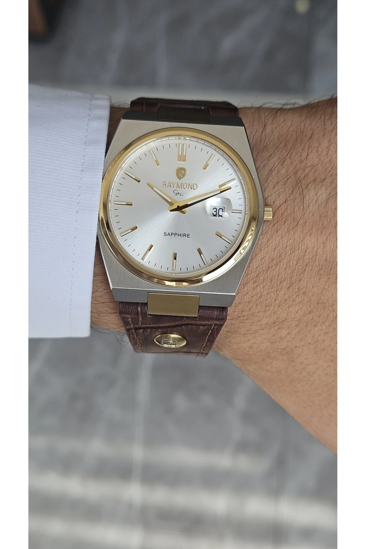 RYM-633061 SLIM KLASIK ERKEK SAAT - SAFİR CAM - DERİ KORDON ÇELİK KASA - 2 YIL GARANTİ IPG-BRW-W