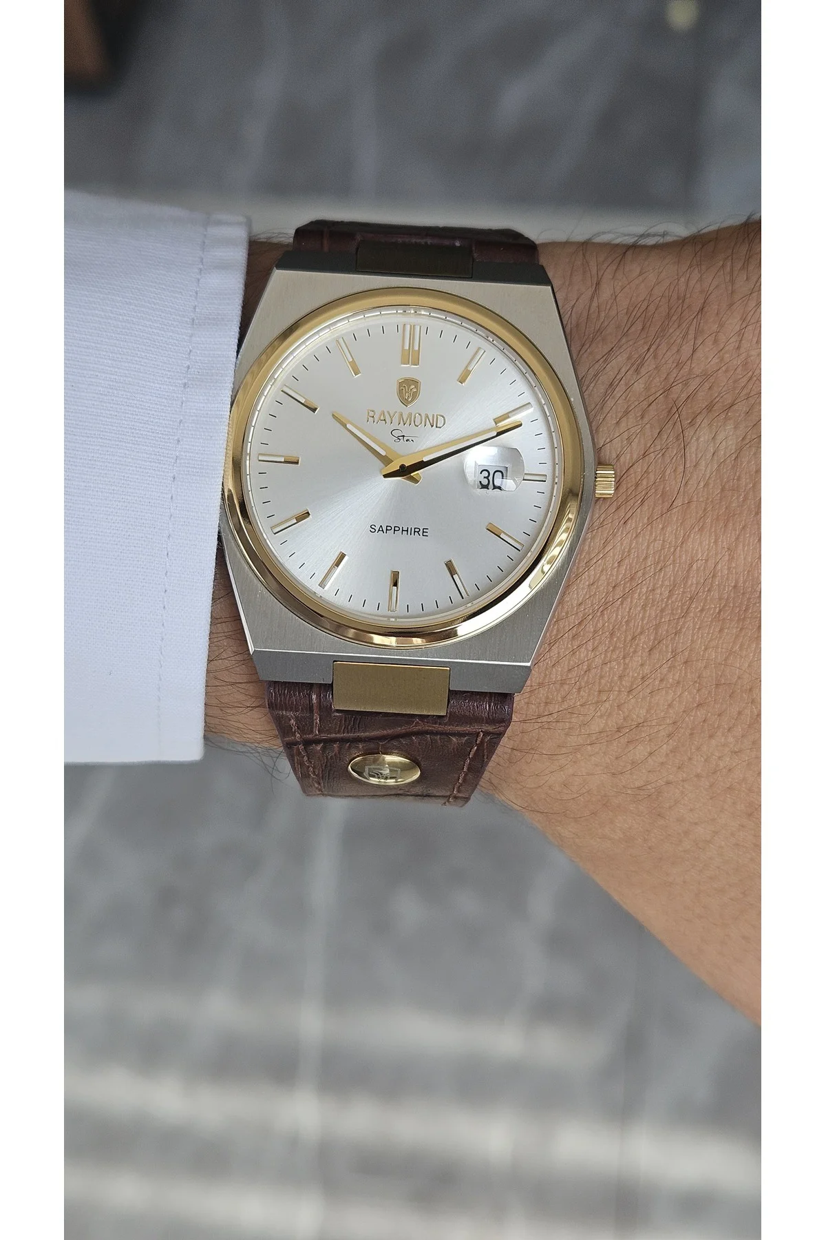 RYM-633061 SLIM KLASIK ERKEK SAAT - SAFİR CAM - DERİ KORDON ÇELİK KASA - 2 YIL GARANTİ IPG-BRW-W