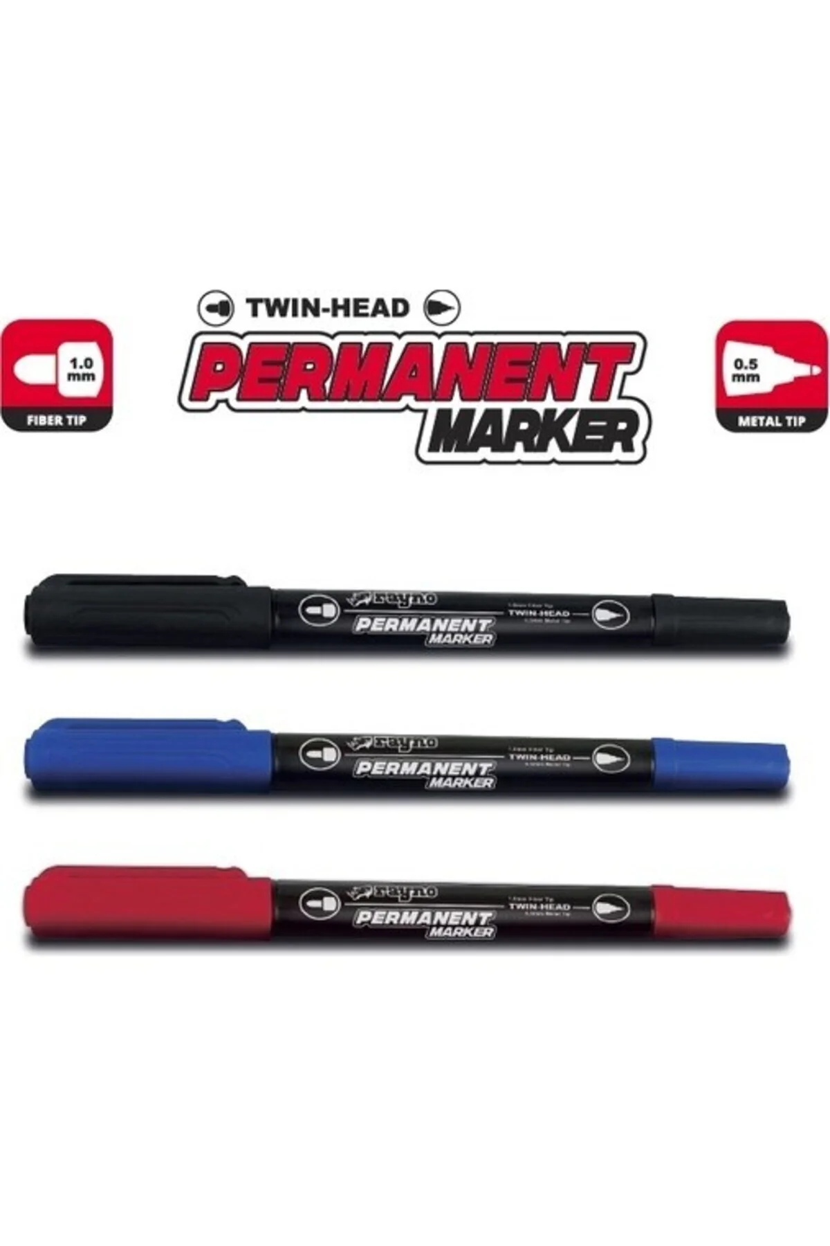 RYN10458 Kırmızı Çift Taraflı CD Kalemi Permanent Marker 12’li RYN10458 Kırmızı Çift Taraflı CD Kalemi Permanent Marker 12’li