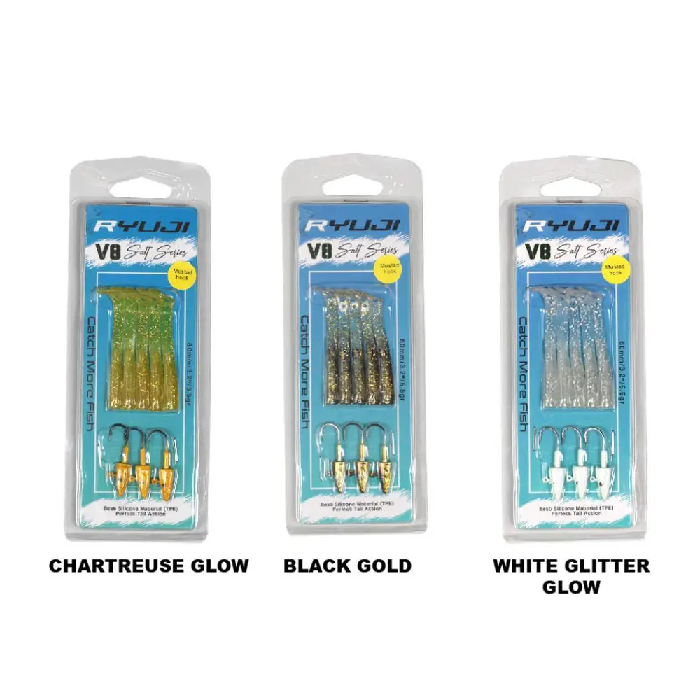 Ryuji V8 10cm 10g LRF Silikon Yem White Silver Ryuji V8 10cm 10g LRF Silikon Yem White Silver