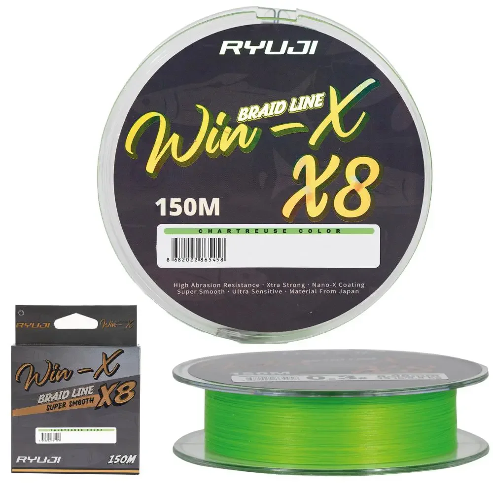 Ryuji WinX 8x 8 Kat 150m Örgü İp Misina Chartreuse Ryuji WinX 8x 8 Kat 150m Örgü İp Misina Chartreuse