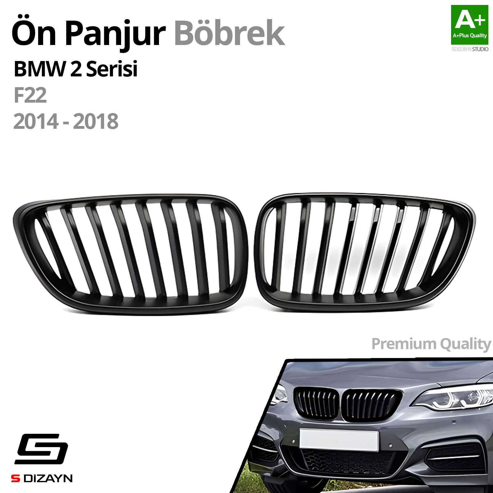 S-Dizayn Bmw 2 Serisi F22 Ön Panjur Böbrek Parlak Siyah Piano Bla S-Dizayn Bmw 2 Serisi F22 Ön Panjur Böbrek Parlak Siyah Piano Bla