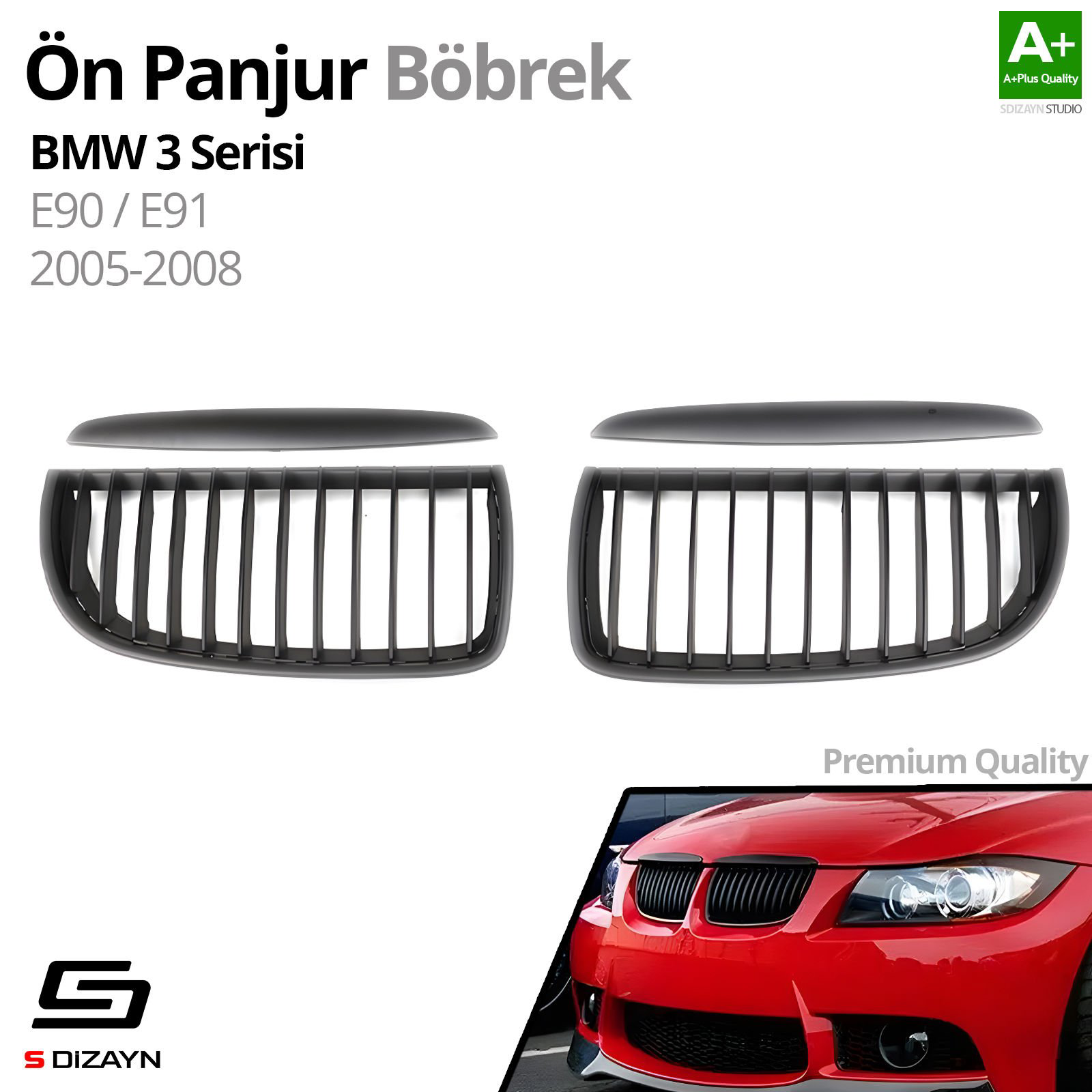 S-Dizayn Bmw 3 Serisi E90/E91 Ön Panjur Böbrek Parlak Siyah Piano S-Dizayn Bmw 3 Serisi E90/E91 Ön Panjur Böbrek Parlak Siyah Piano