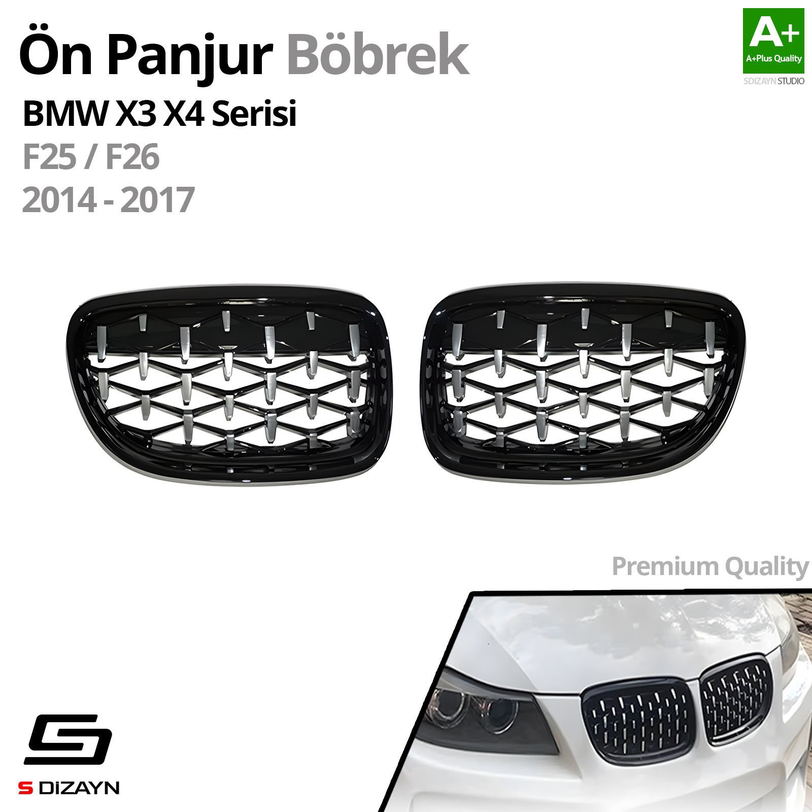 S-Dizayn Bmw 3 Serisi E90/E91 Ön Panjur Böbrek Parlak Siyah Çerçe