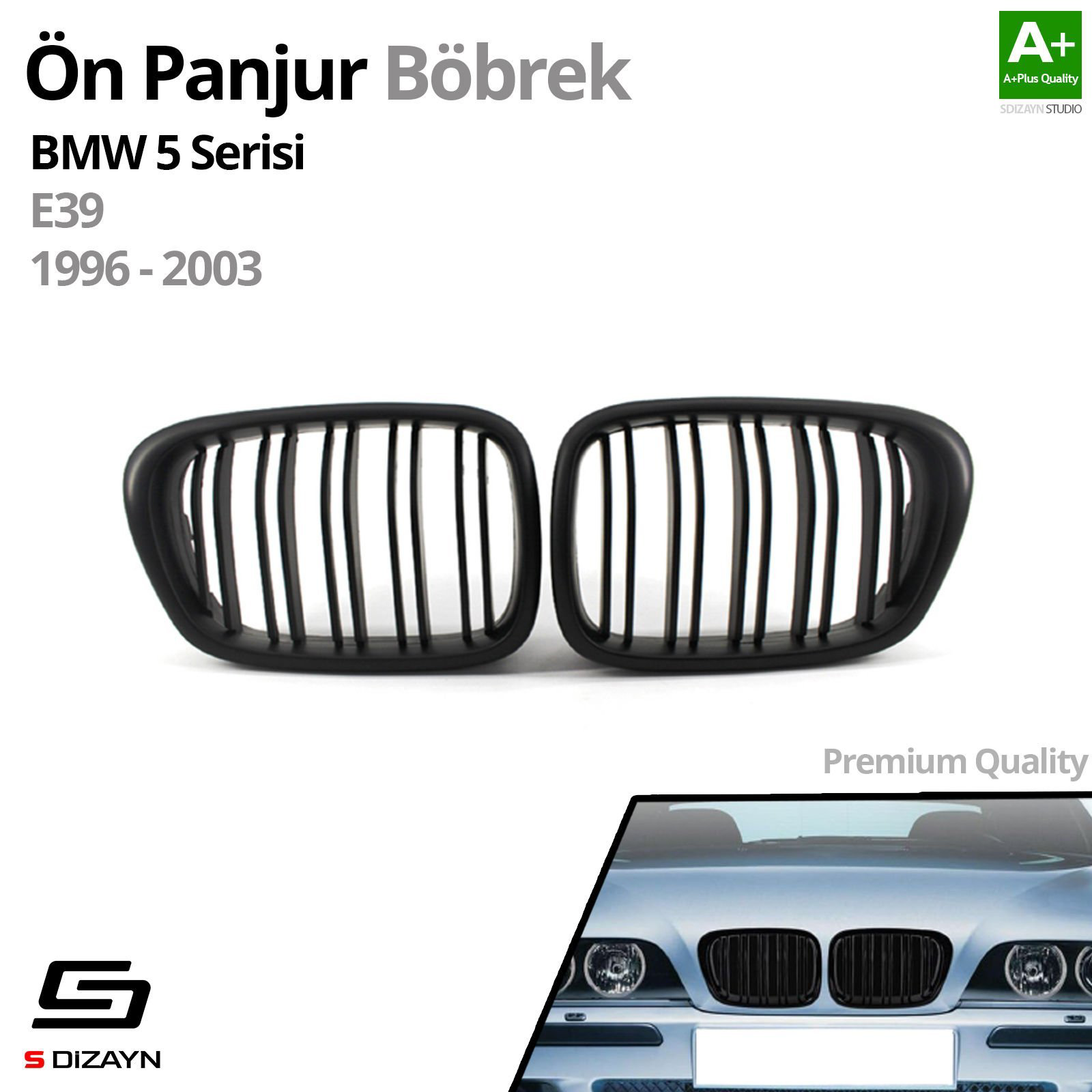 S-Dizayn Bmw 5 Serisi E39 Ön Panjur Böbrek Parlak Siyah Piano Bla S-Dizayn Bmw 5 Serisi E39 Ön Panjur Böbrek Parlak Siyah Piano Bla
