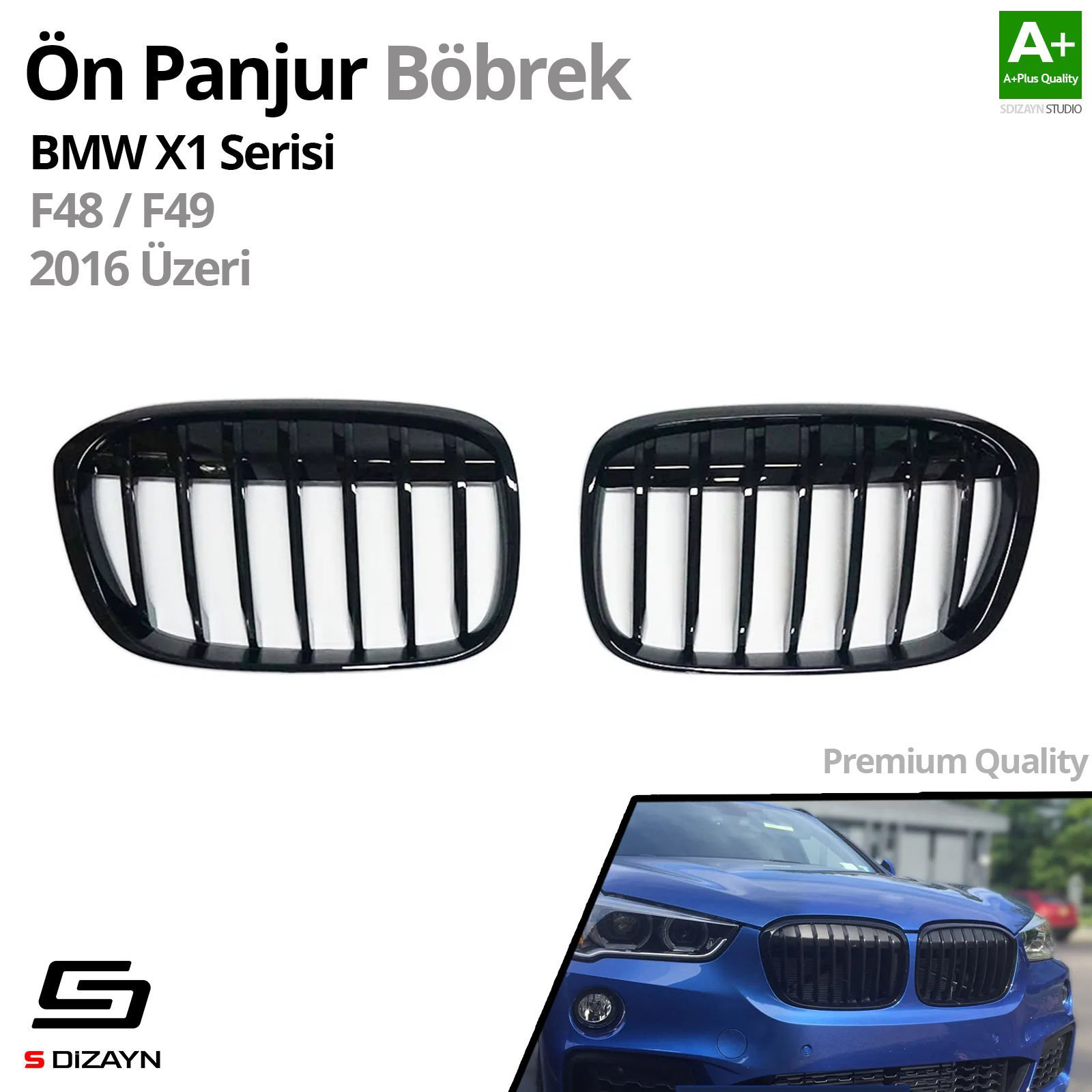 S-Dizayn Bmw X1 F48/F49 Ön Panjur Böbrek Parlak Siyah Piano Black S-Dizayn Bmw X1 F48/F49 Ön Panjur Böbrek Parlak Siyah Piano Black