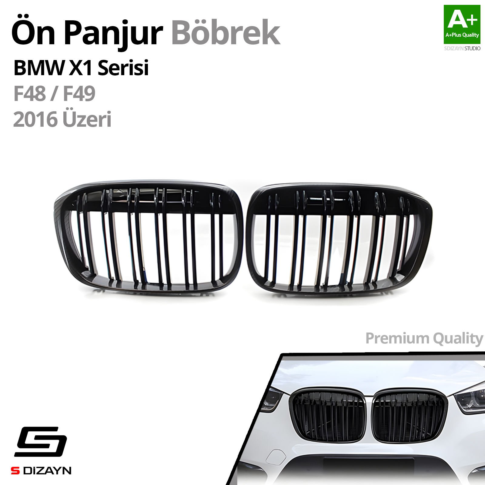 S-Dizayn Bmw X1 F48/F49 Ön Panjur Böbrek Parlak Siyah Piano Black S-Dizayn Bmw X1 F48/F49 Ön Panjur Böbrek Parlak Siyah Piano Black