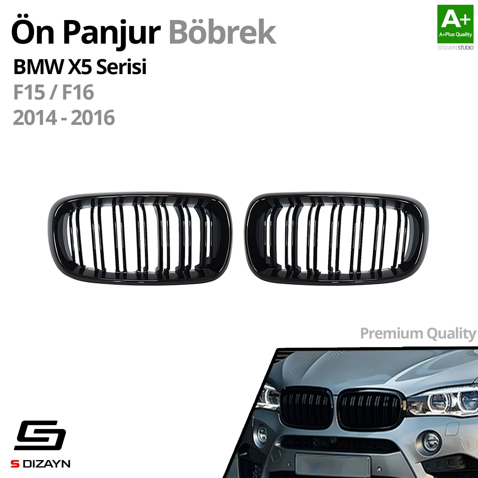 S-Dizayn Bmw X5 F15/F16 Ön Panjur Böbrek Parlak Siyah Piano Black S-Dizayn Bmw X5 F15/F16 Ön Panjur Böbrek Parlak Siyah Piano Black