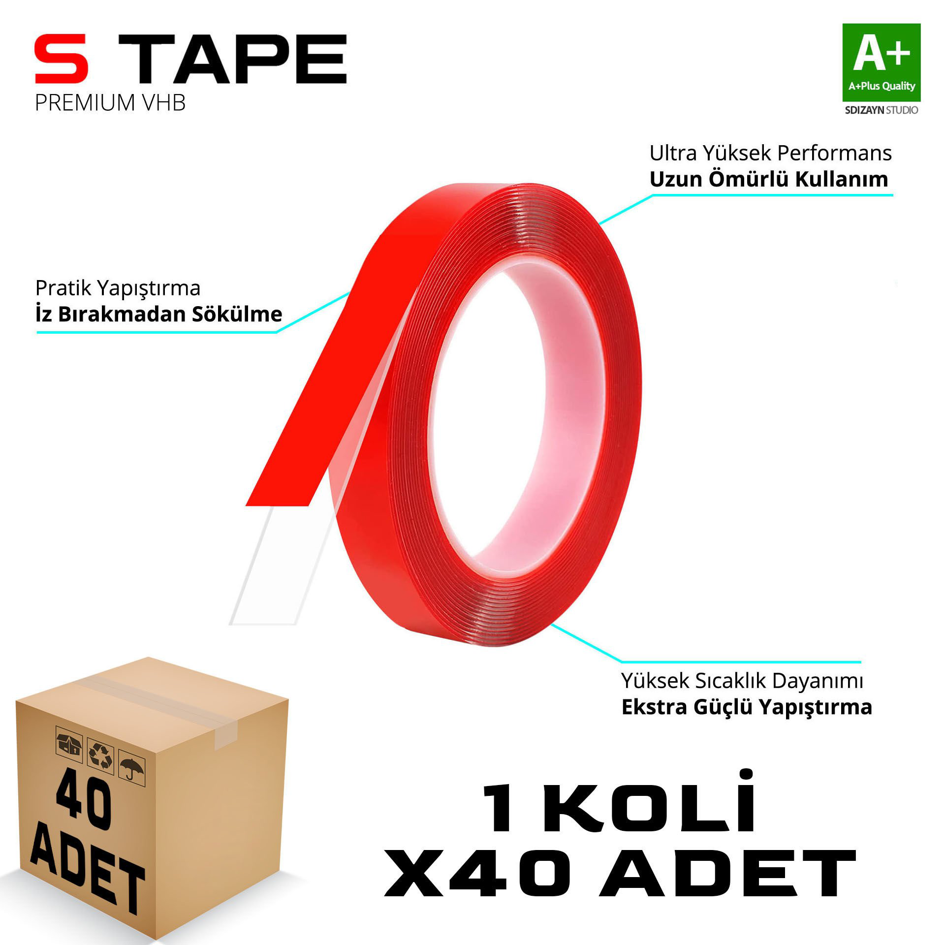 S-Dizayn Çift Taraflı Bant 10mm x 33 Metre Şeffaf Silikon VHB Ban S-Dizayn Çift Taraflı Bant 10mm x 33 Metre Şeffaf Silikon VHB Ban