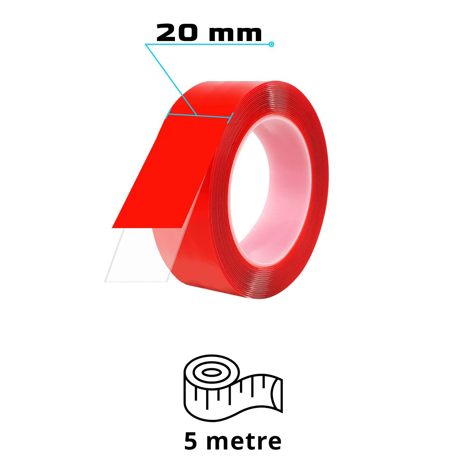 S-Dizayn Çift Taraflı Bant 20mm x 5 Metre Şeffaf Silikon VHB Bant S-Dizayn Çift Taraflı Bant 20mm x 5 Metre Şeffaf Silikon VHB Bant