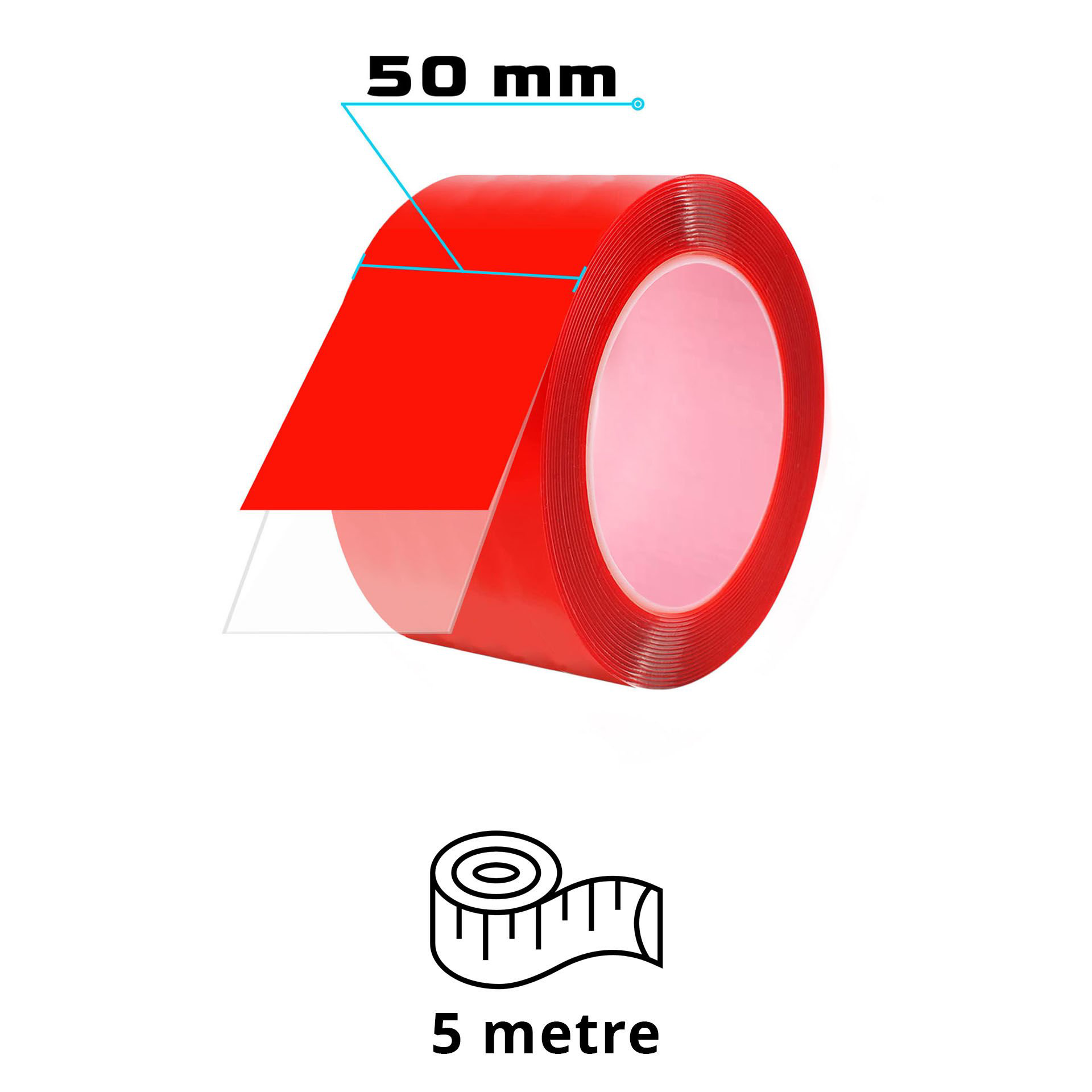 S-Dizayn Çift Taraflı Bant 50mm x 5 Metre Şeffaf Silikon VHB Bant