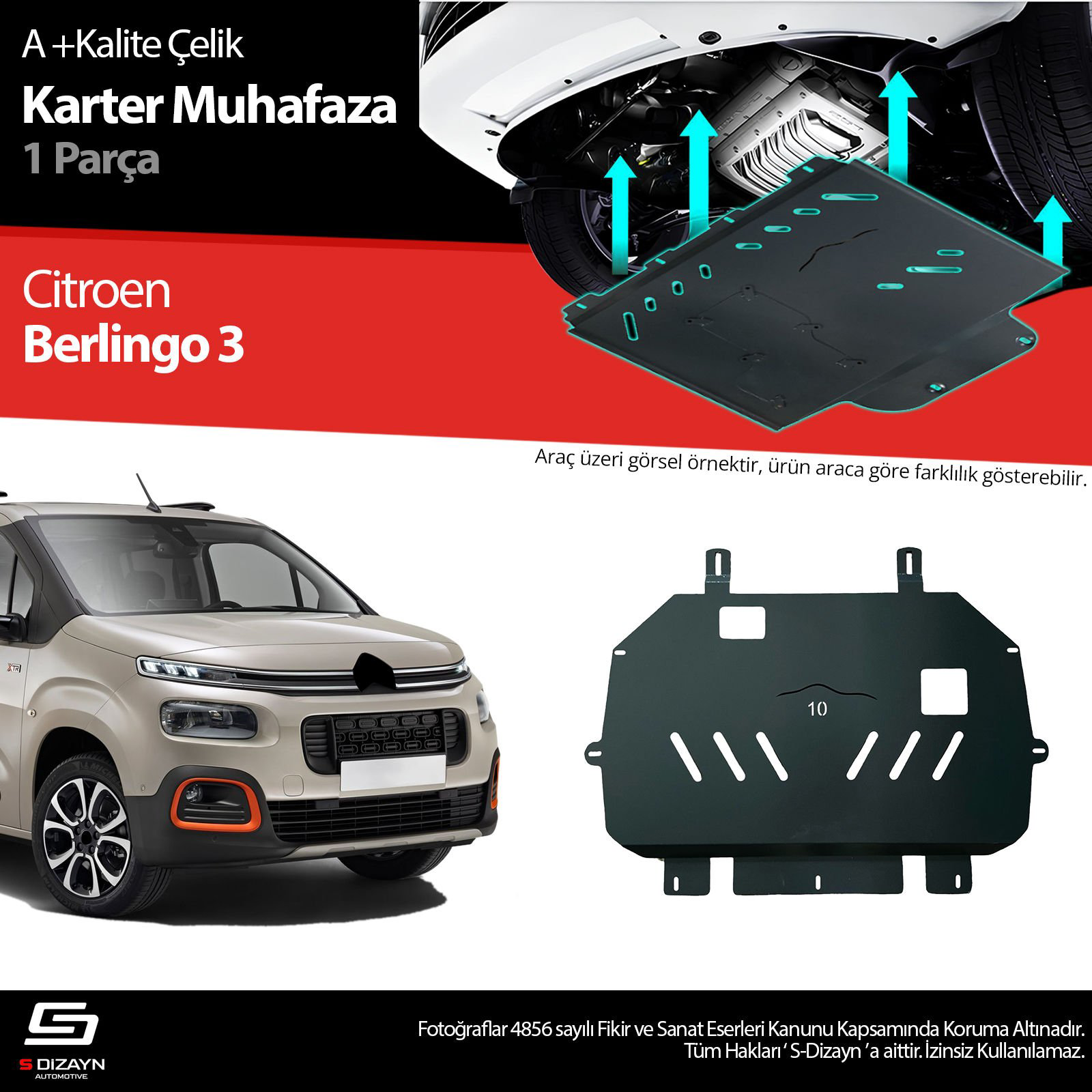 S-Dizayn Citroen Berlingo Çelik Karter Muhafaza 2018 Üzeri A+ Kal