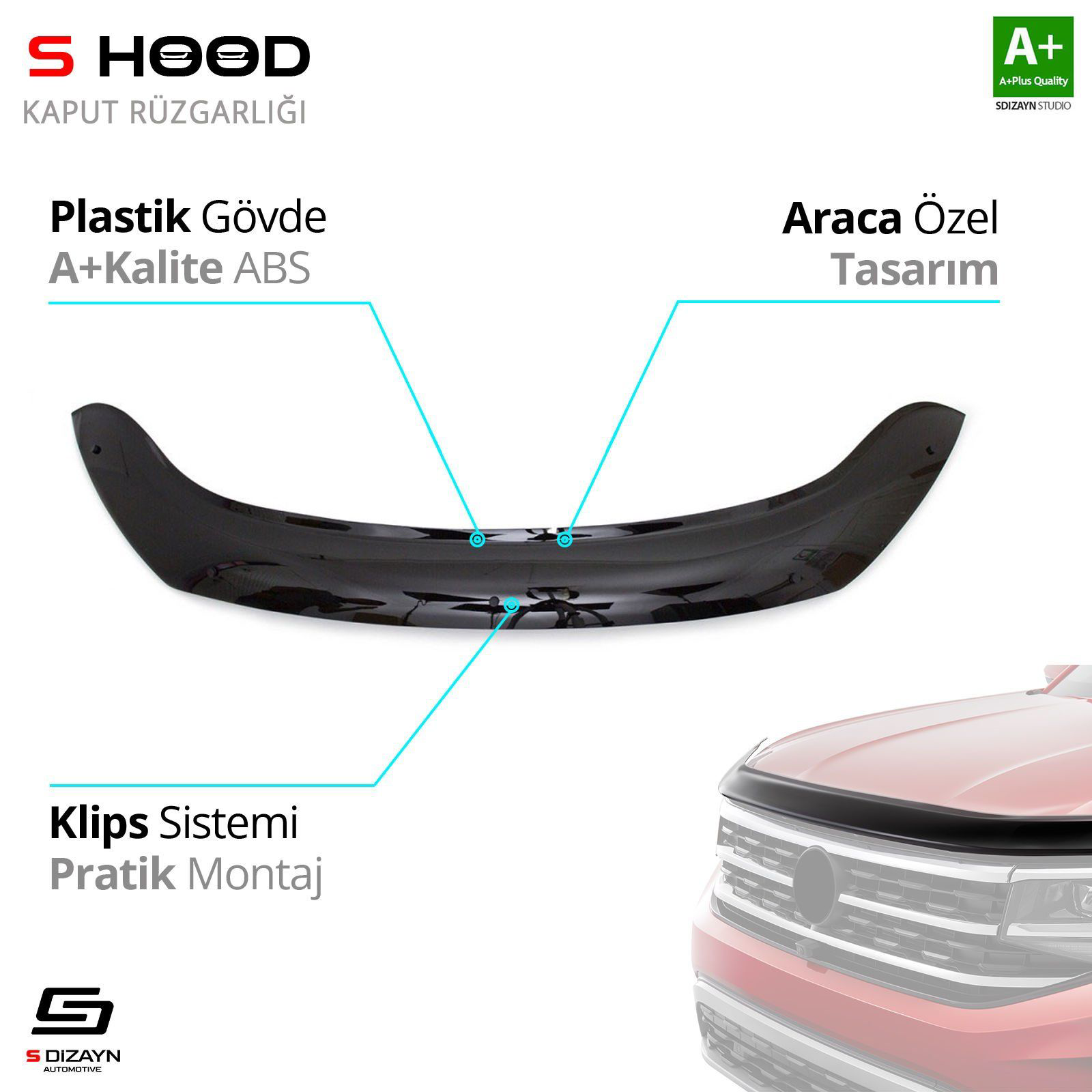 S-Dizayn Dacia Uyumlu Dokker ABS Plastik Kaput Rüzgarlığı 2012 Üz S-Dizayn Dacia Uyumlu Dokker ABS Plastik Kaput Rüzgarlığı 2012 Üz