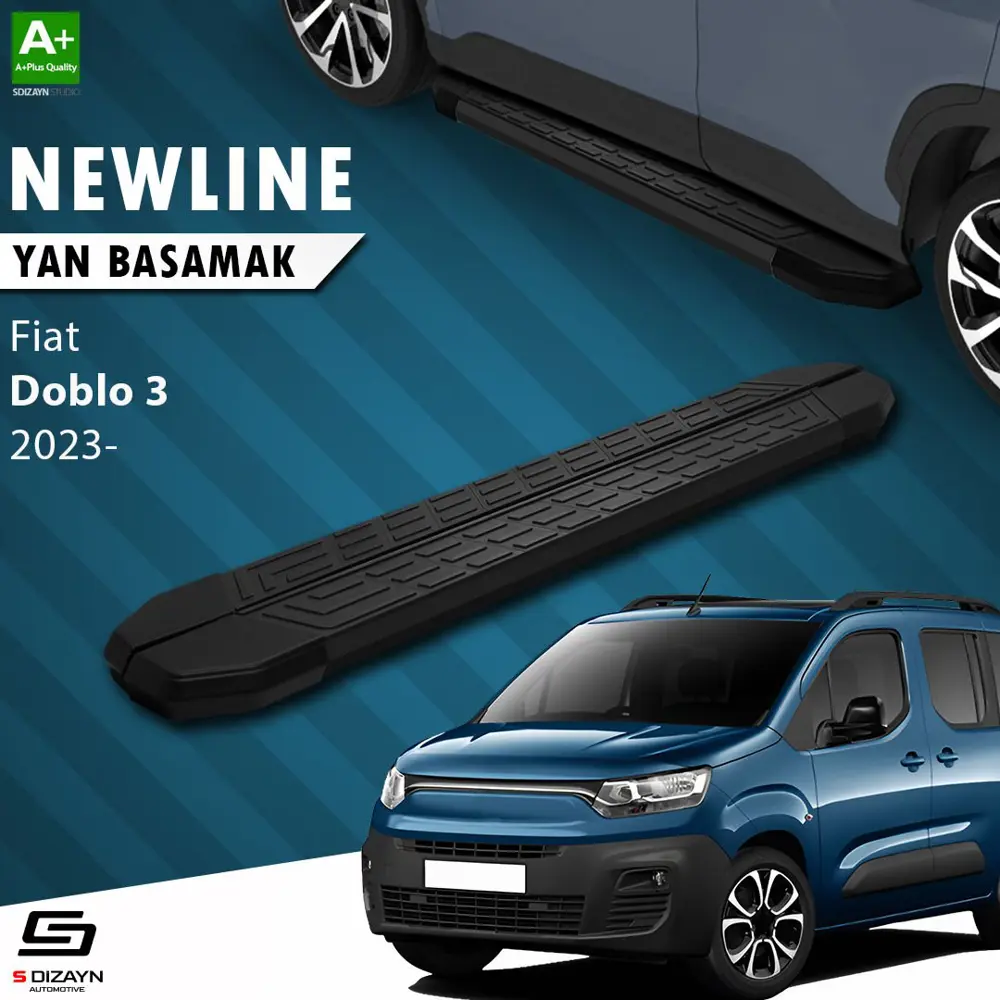S-Dizayn Fiat Doblo 3 NewLine Siyah Yan Basamak 203 Cm 2023 Üzeri