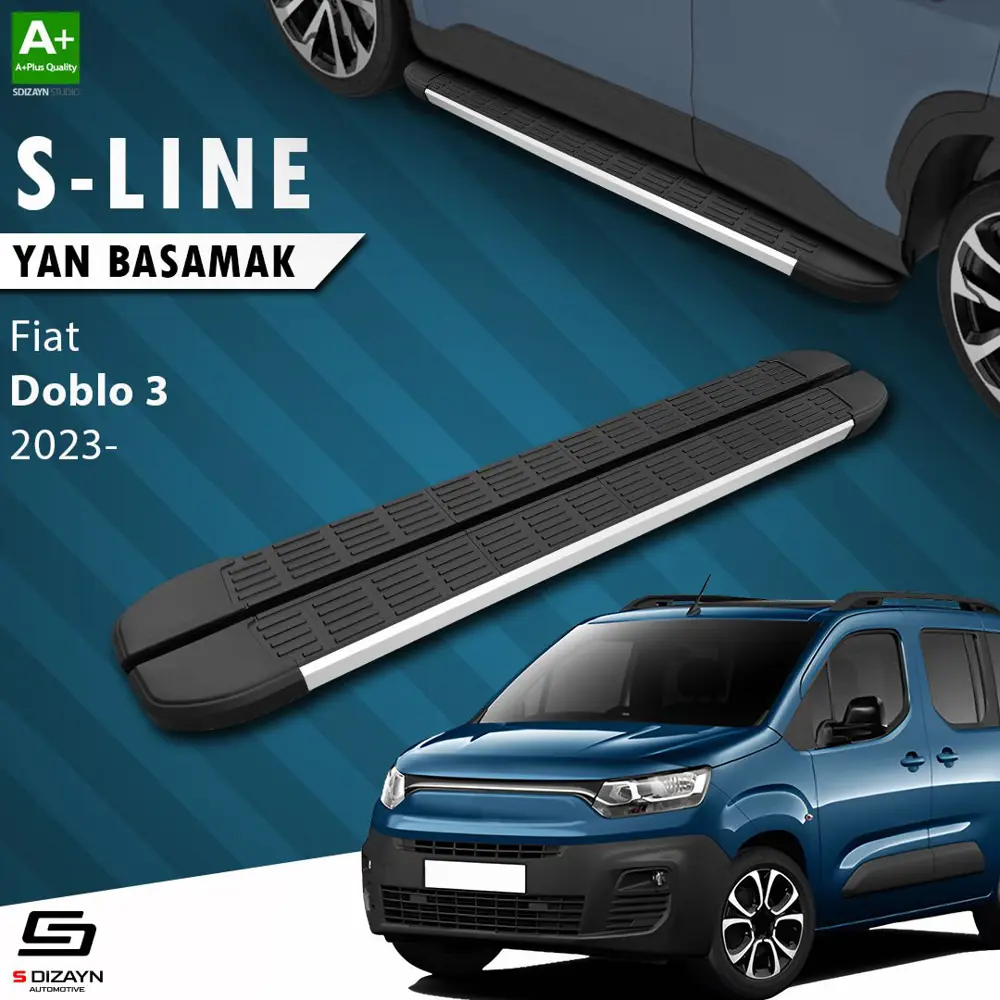 S-Dizayn Fiat Doblo 3 Uzun Şase S-Line Aluminyum Yan Basamak 213 S-Dizayn Fiat Doblo 3 Uzun Şase S-Line Aluminyum Yan Basamak 213
