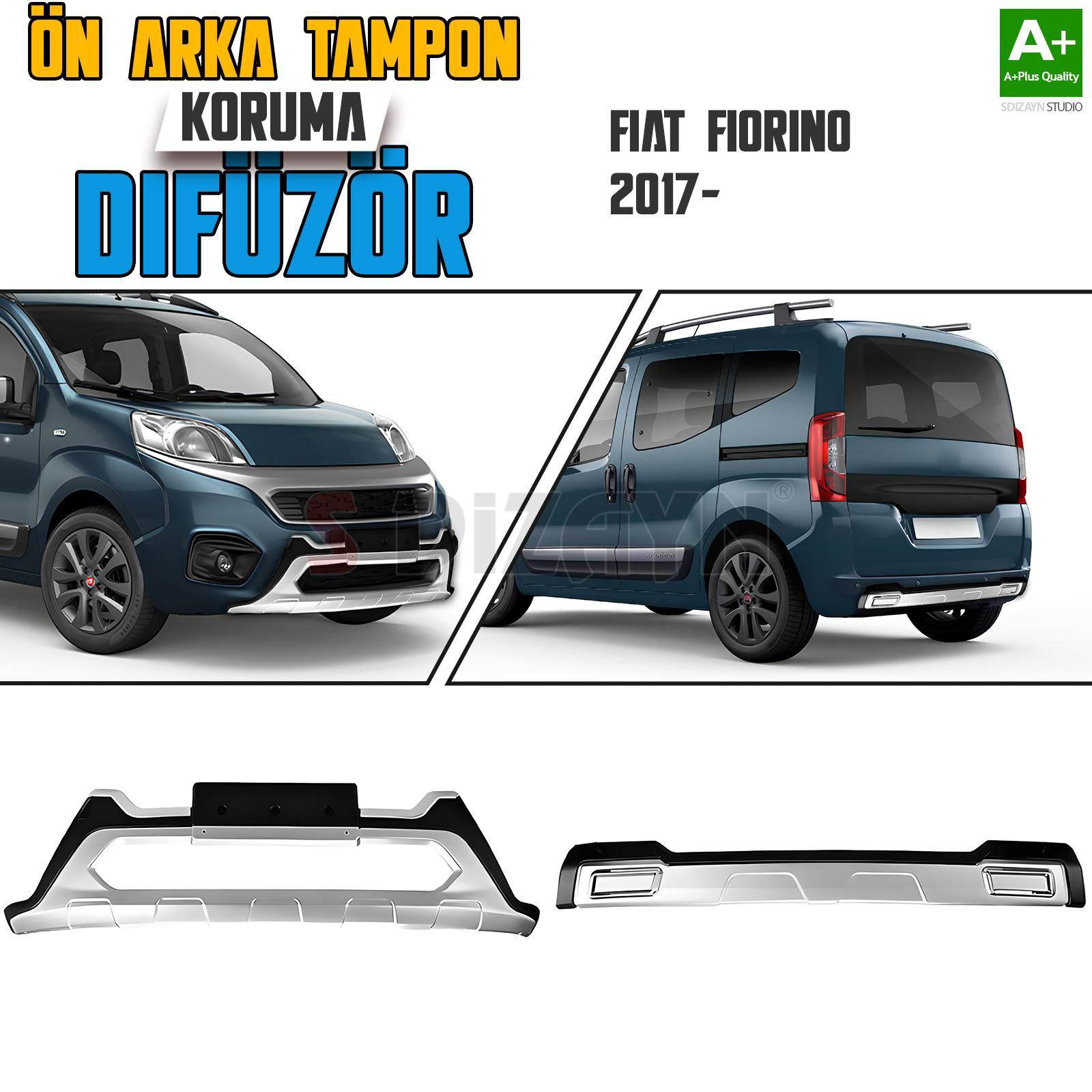 S-Dizayn Fiat Fiorino Ön ve Arka Tampon Koruma Difüzör Seti 2017 S-Dizayn Fiat Fiorino Ön ve Arka Tampon Koruma Difüzör Seti 2017