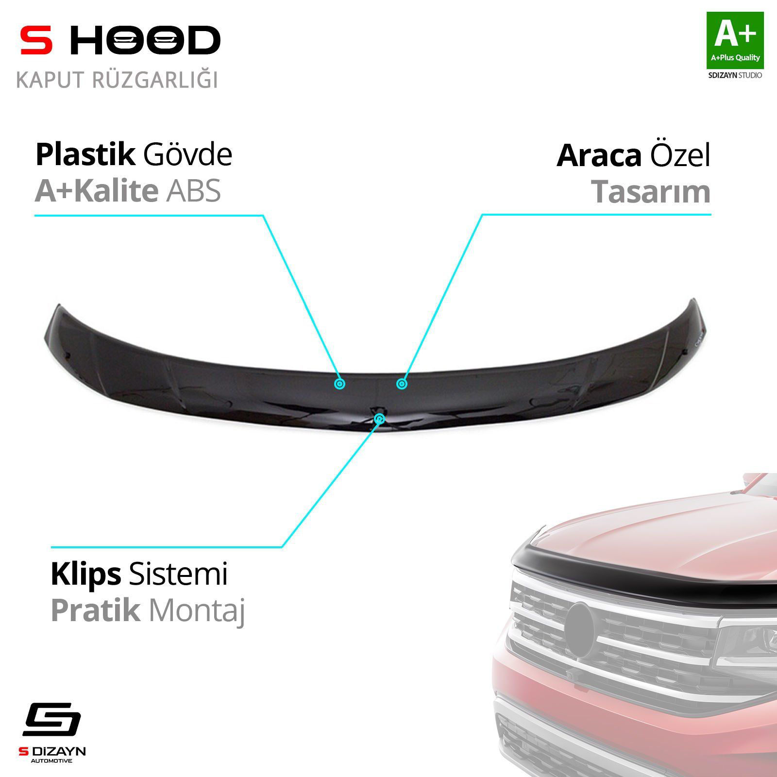 S-Dizayn Fiat Uyumlu Fullback ABS Plastik Kaput Rüzgarlığı 2016 Ü S-Dizayn Fiat Uyumlu Fullback ABS Plastik Kaput Rüzgarlığı 2016 Ü