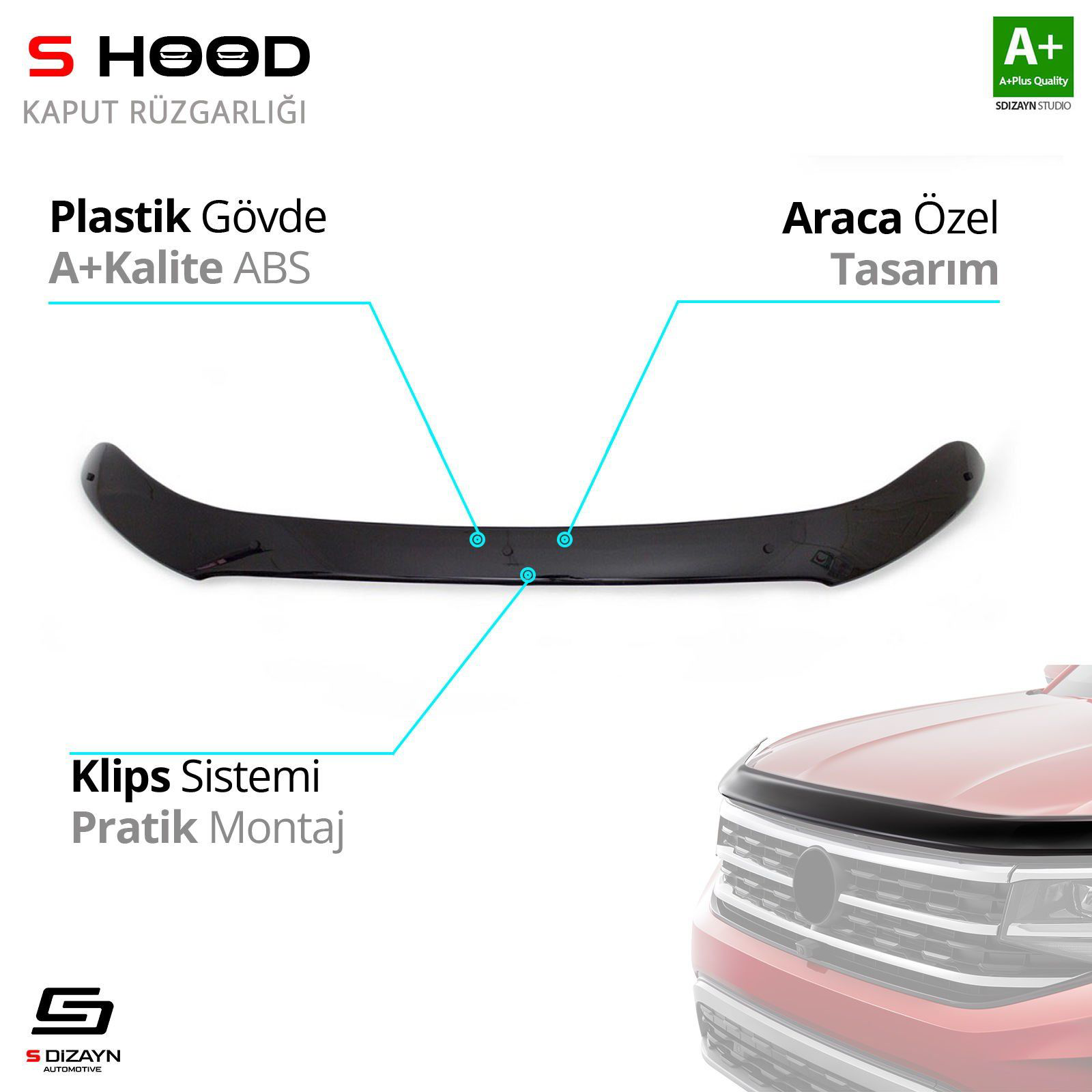 S-Dizayn Ford Uyumlu Ranger ABS Plastik Kaput Rüzgarlığı 2016 Üze S-Dizayn Ford Uyumlu Ranger ABS Plastik Kaput Rüzgarlığı 2016 Üze