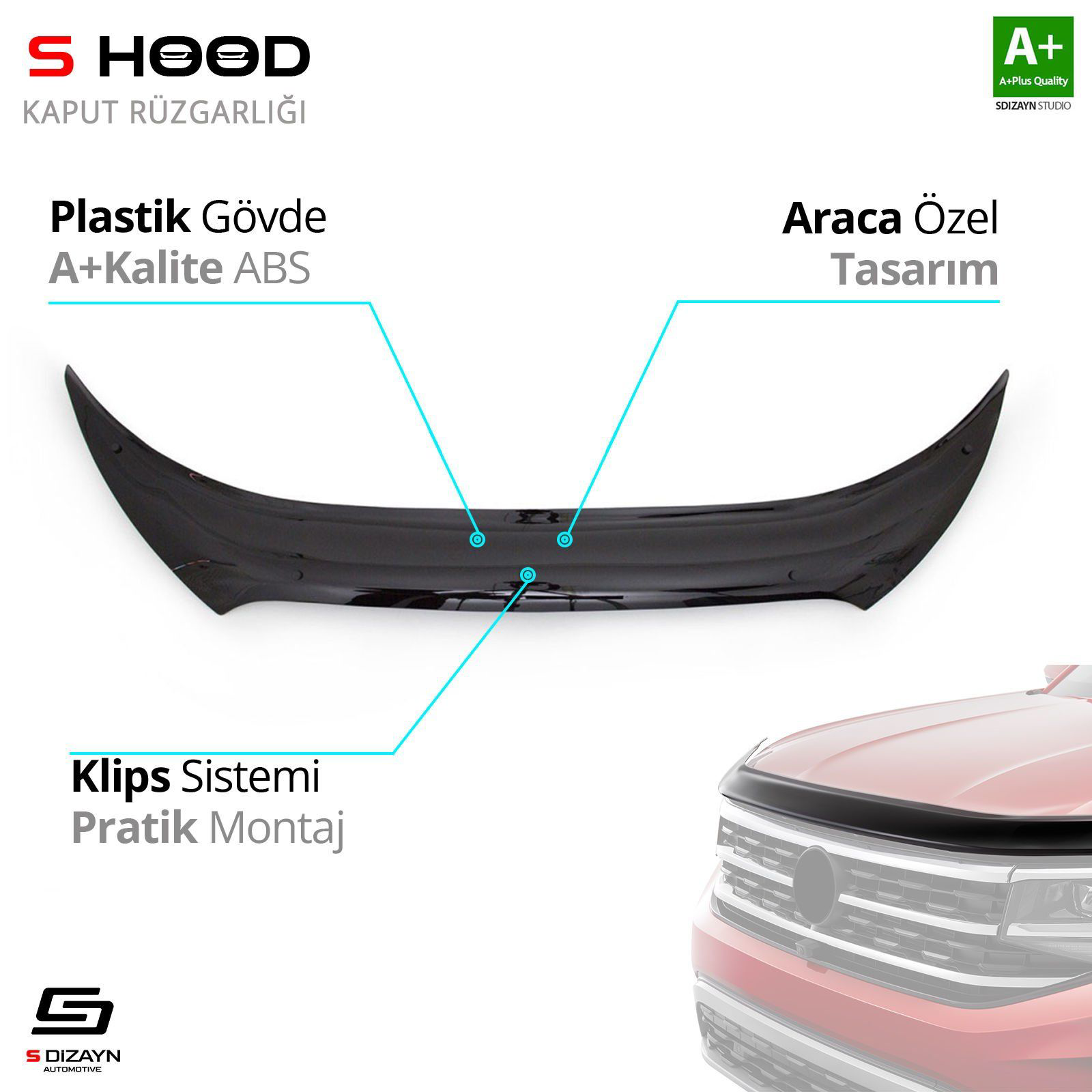 S-Dizayn Hyundai Uyumlu İx35 ABS Plastik Kaput Rüzgarlığı 2011 Üz S-Dizayn Hyundai Uyumlu İx35 ABS Plastik Kaput Rüzgarlığı 2011 Üz