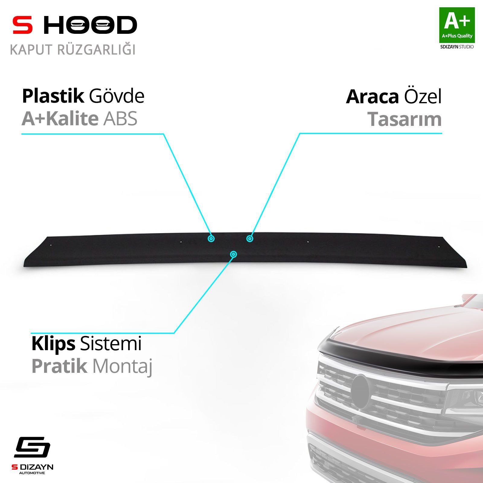 S-Dizayn Iveco Uyumlu Daily ABS Plastik Kaput Rüzgarlığı 2011-201 S-Dizayn Iveco Uyumlu Daily ABS Plastik Kaput Rüzgarlığı 2011-201