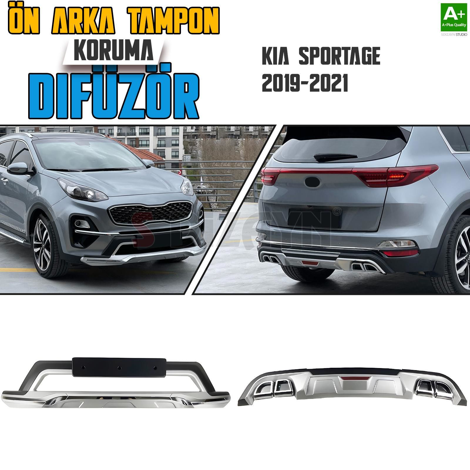 S-Dizayn Kia Sportage Ön ve Arka Tampon Koruma Difüzör Seti 2019-