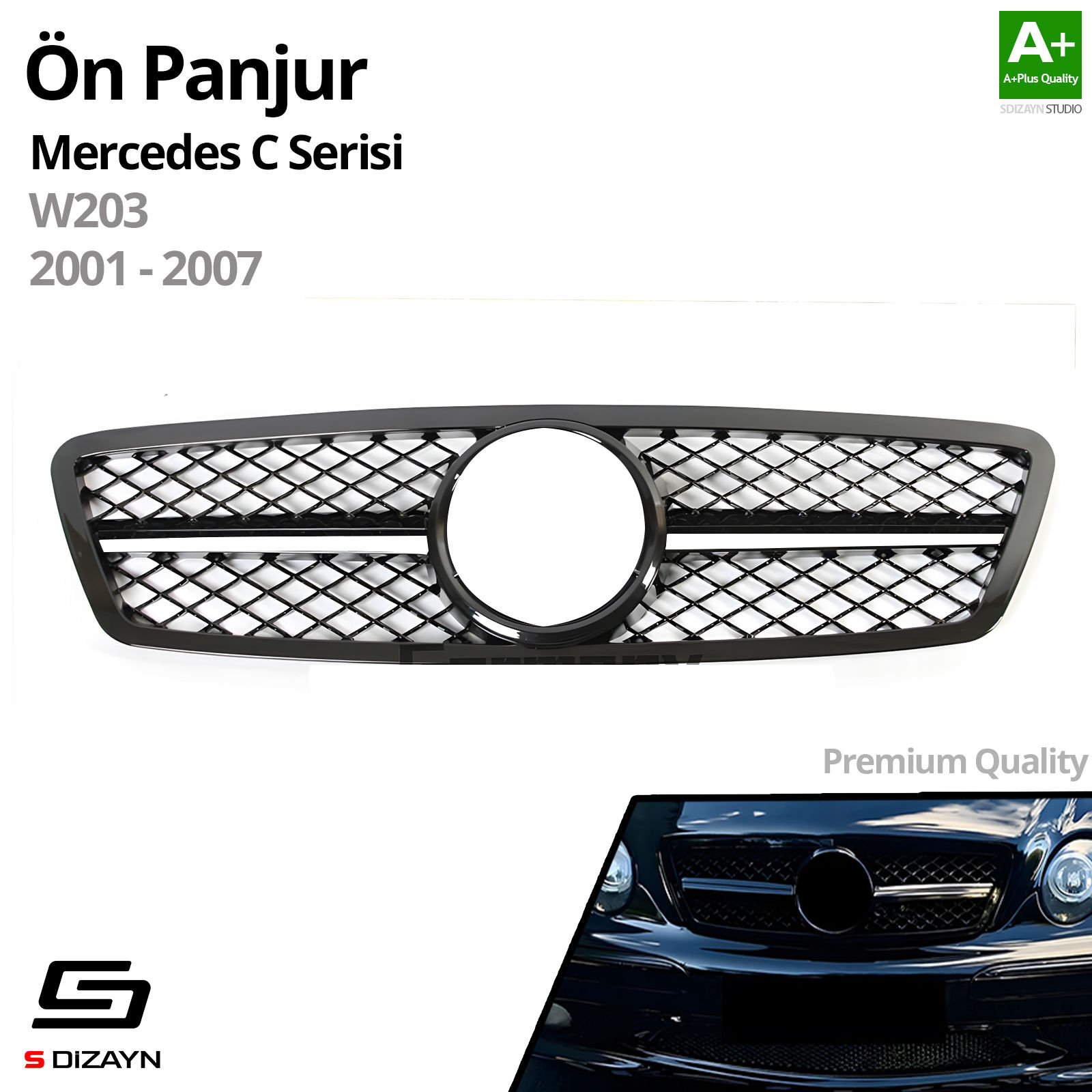 S-Dizayn Mercedes C-Class W203 Ön Panjur Krom AMG Model 2001-2007 S-Dizayn Mercedes C-Class W203 Ön Panjur Krom AMG Model 2001-2007