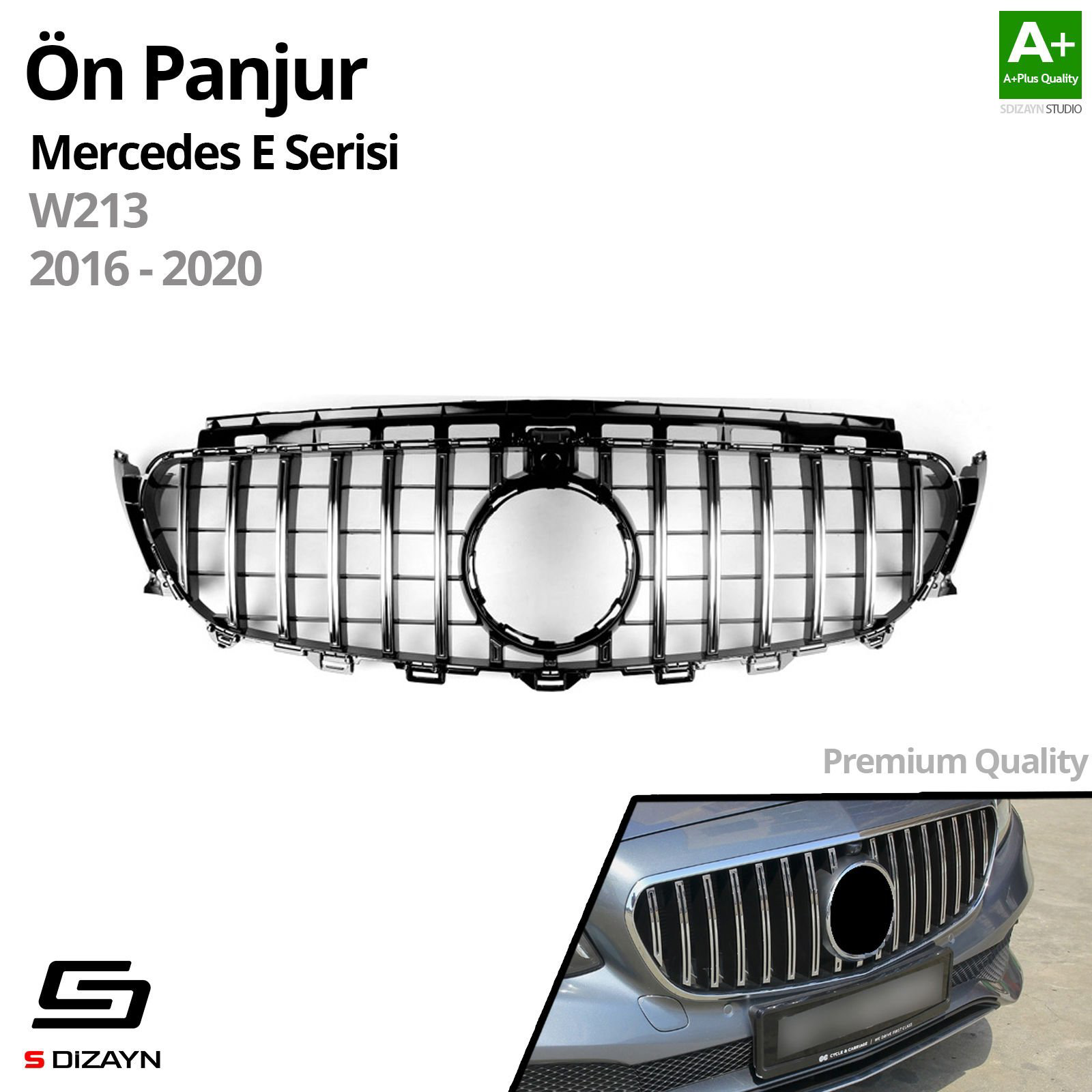 S-Dizayn Mercedes E-Class W213 Ön Panjur Parlak Siyah Piano Black