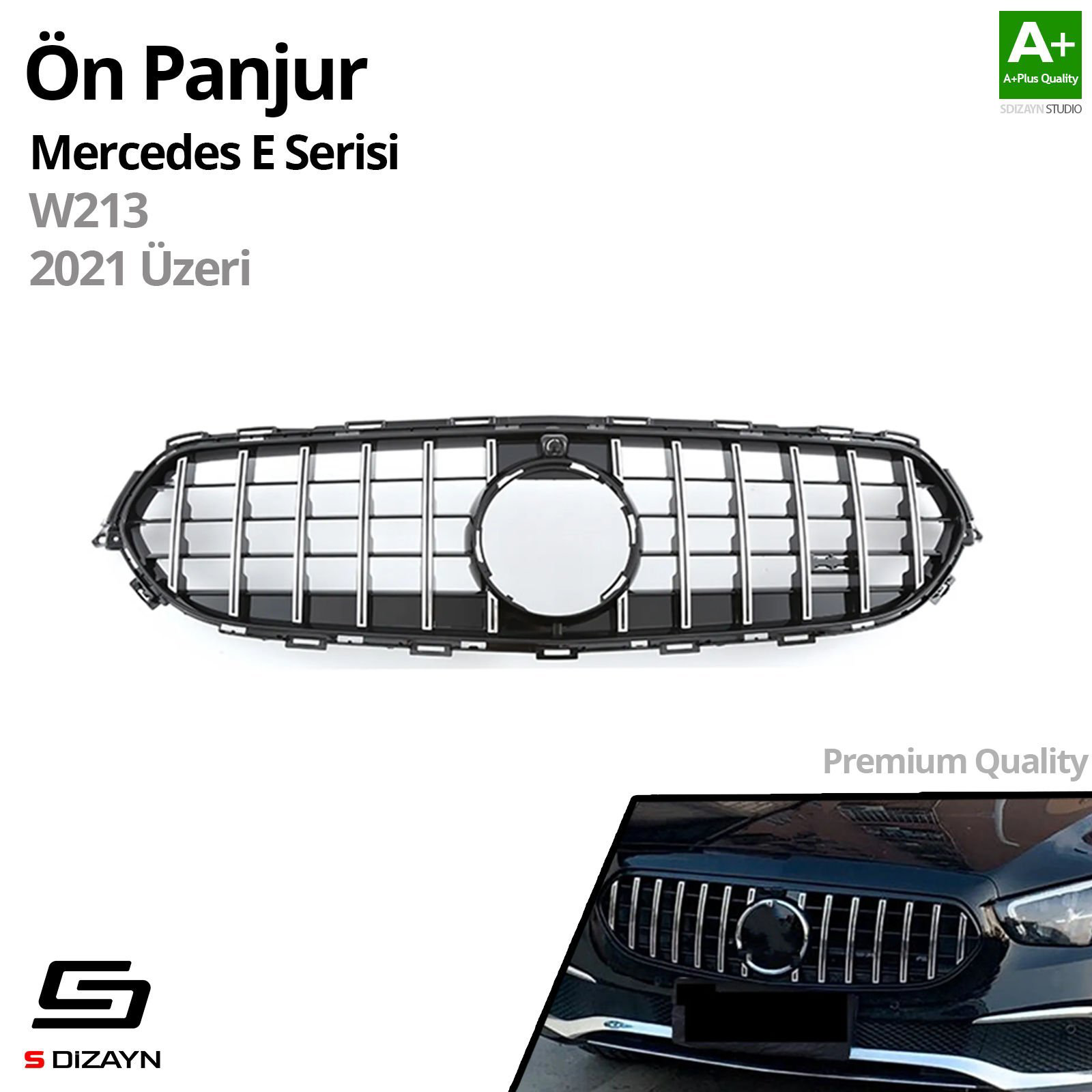S-Dizayn Mercedes E-Class W213 Ön Panjur Krom GTR Model 2021 Üzer