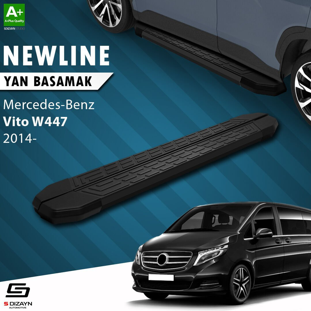 S-Dizayn Mercedes Vito W447 Kısa Şase NewLine Siyah Yan Basamak 2 S-Dizayn Mercedes Vito W447 Kısa Şase NewLine Siyah Yan Basamak 2