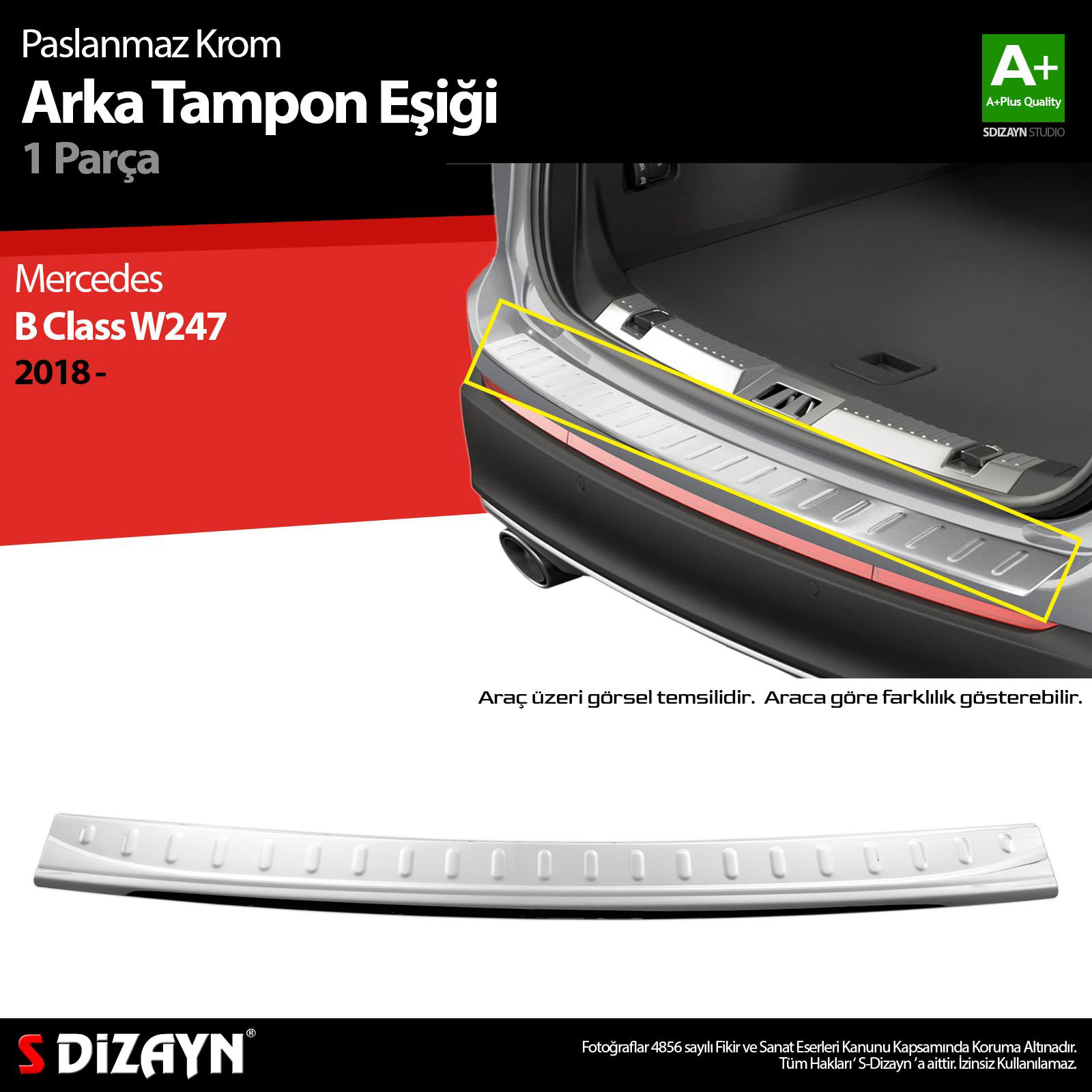 S-Dizayn Mercedes B Class W247 Krom Arka Tampon Eşiği 2018 Üzeri S-Dizayn Mercedes B Class W247 Krom Arka Tampon Eşiği 2018 Üzeri