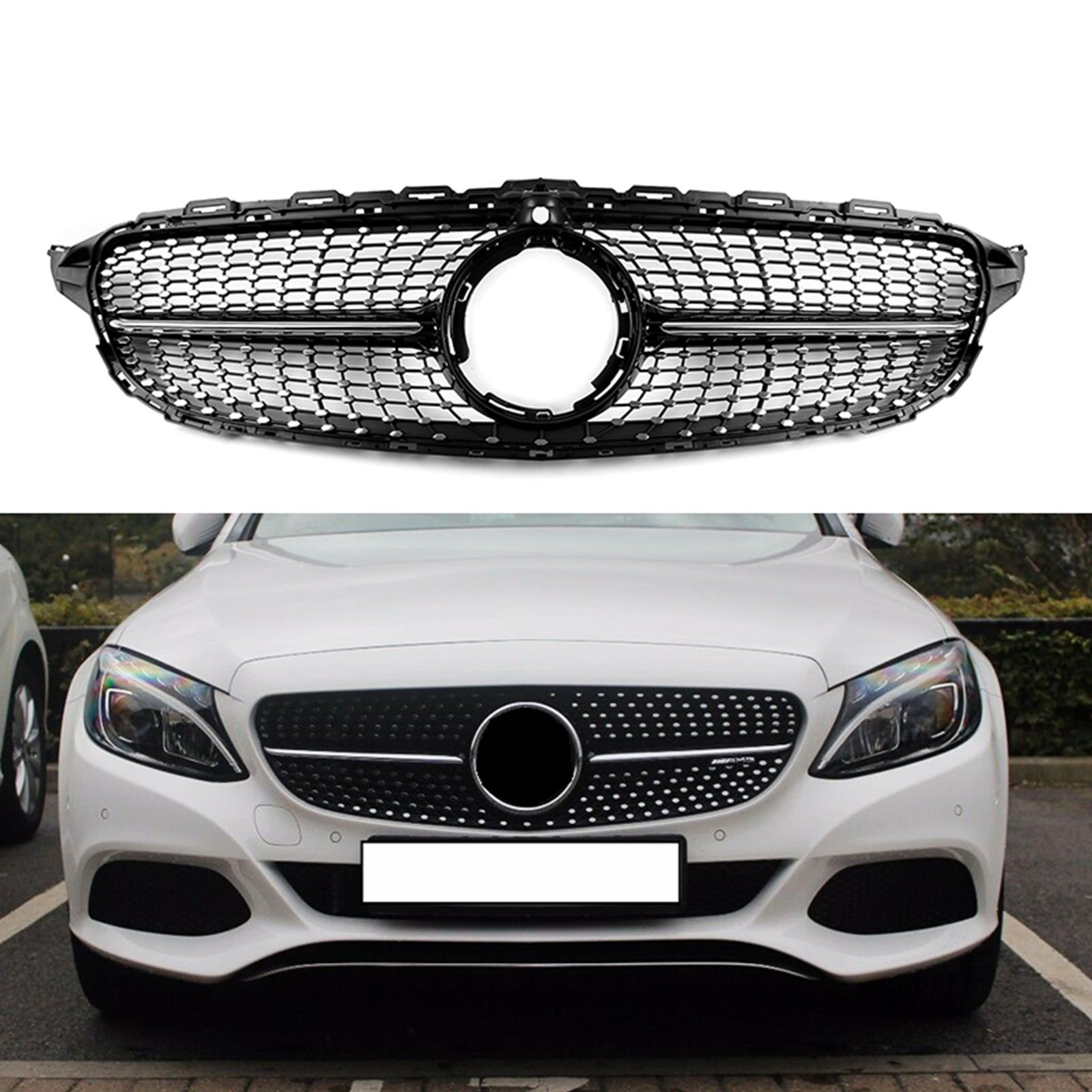 S-Dizayn Mercedes C-Class W205 Ön Panjur Parlak Siyah Piano Black