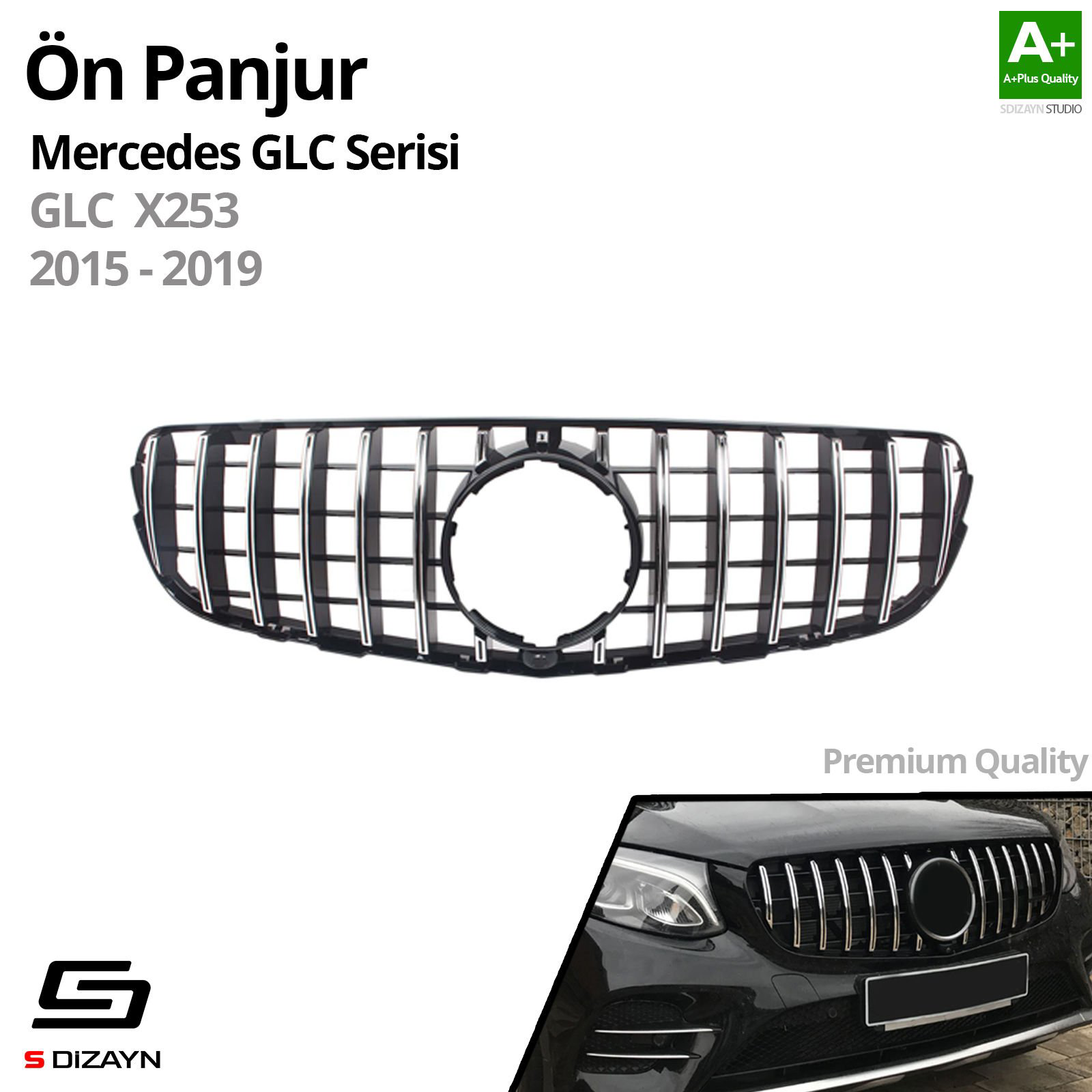 S-Dizayn Mercedes GLC X253 Ön Panjur Krom GTR Model 2015-2019 S-Dizayn Mercedes GLC X253 Ön Panjur Krom GTR Model 2015-2019