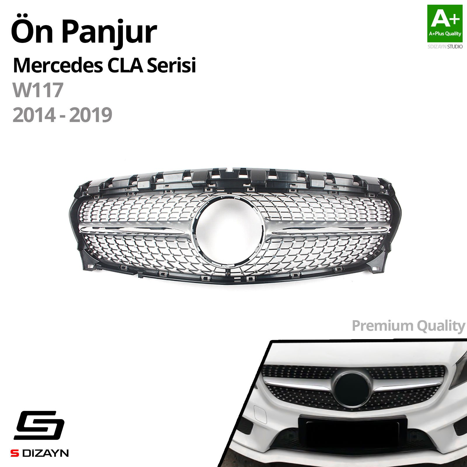 S-Dizayn Mercedes CLA180 W117 Ön Panjur Krom Diamond Model 2014-2