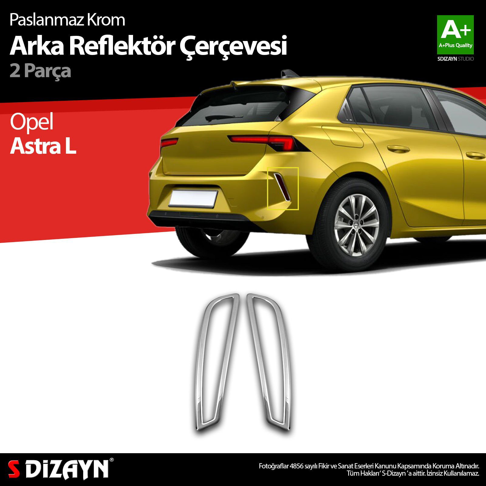 S-Dizayn Opel Astra L Krom Arka Reflektör Çerçevesi 2 Prç 2022 Üz S-Dizayn Opel Astra L Krom Arka Reflektör Çerçevesi 2 Prç 2022 Üz