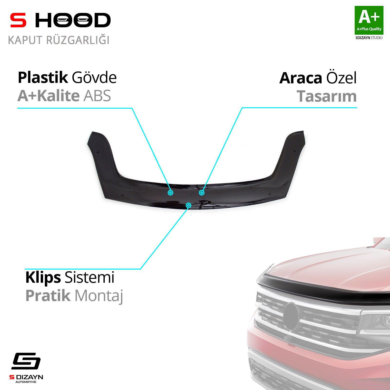 S-Dizayn Peugeot Uyumlu Partner Tepee ABS Plastik Kaput Rüzgarlığ S-Dizayn Peugeot Uyumlu Partner Tepee ABS Plastik Kaput Rüzgarlığ