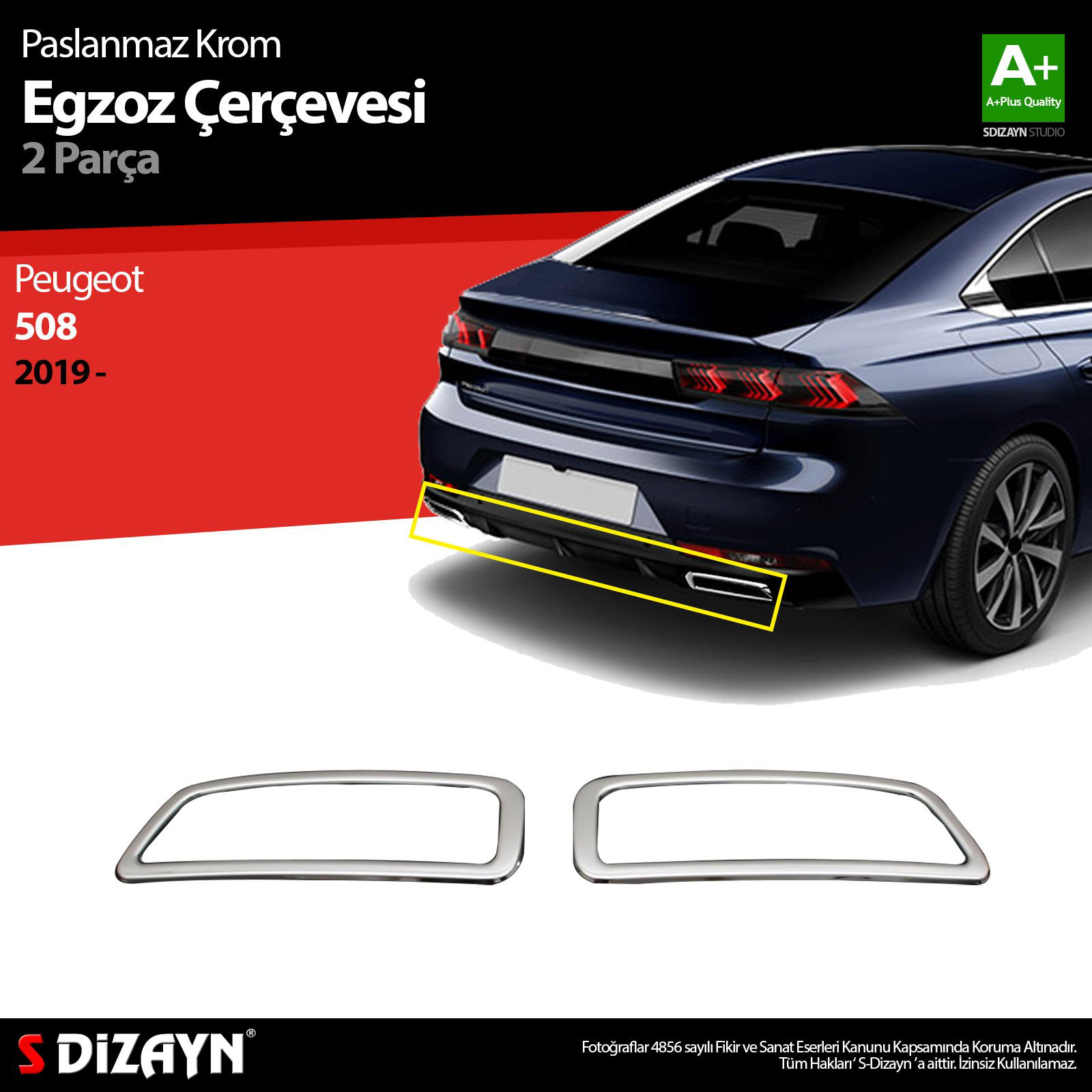 S-Dizayn Peugeot 508 Krom Egzoz Çıkışı 2 Prç. 2019 Üzeri S-Dizayn Peugeot 508 Krom Egzoz Çıkışı 2 Prç. 2019 Üzeri