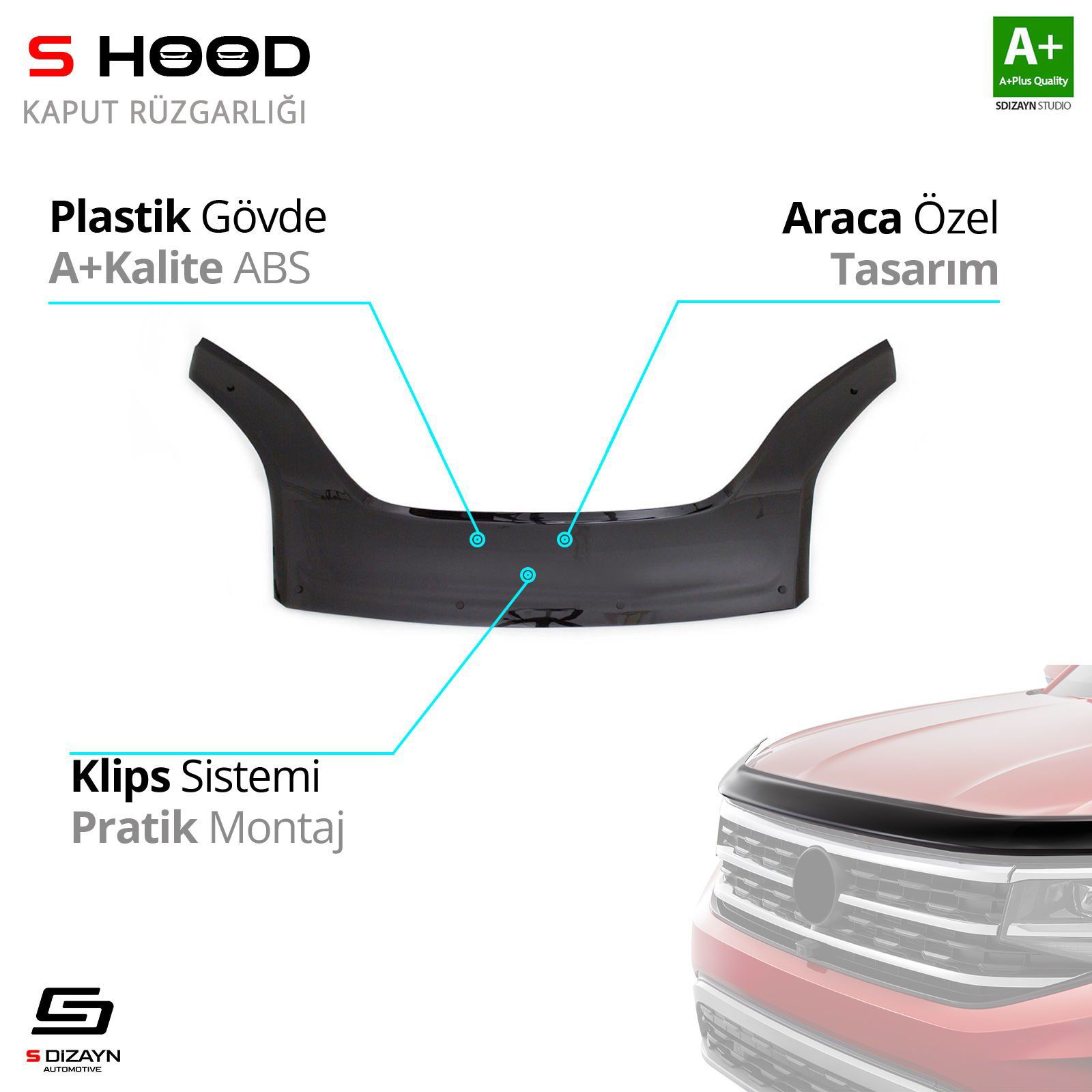 S-Dizayn Peugeot Uyumlu Bipper ABS Plastik Kaput Rüzgarlığı 2008 S-Dizayn Peugeot Uyumlu Bipper ABS Plastik Kaput Rüzgarlığı 2008