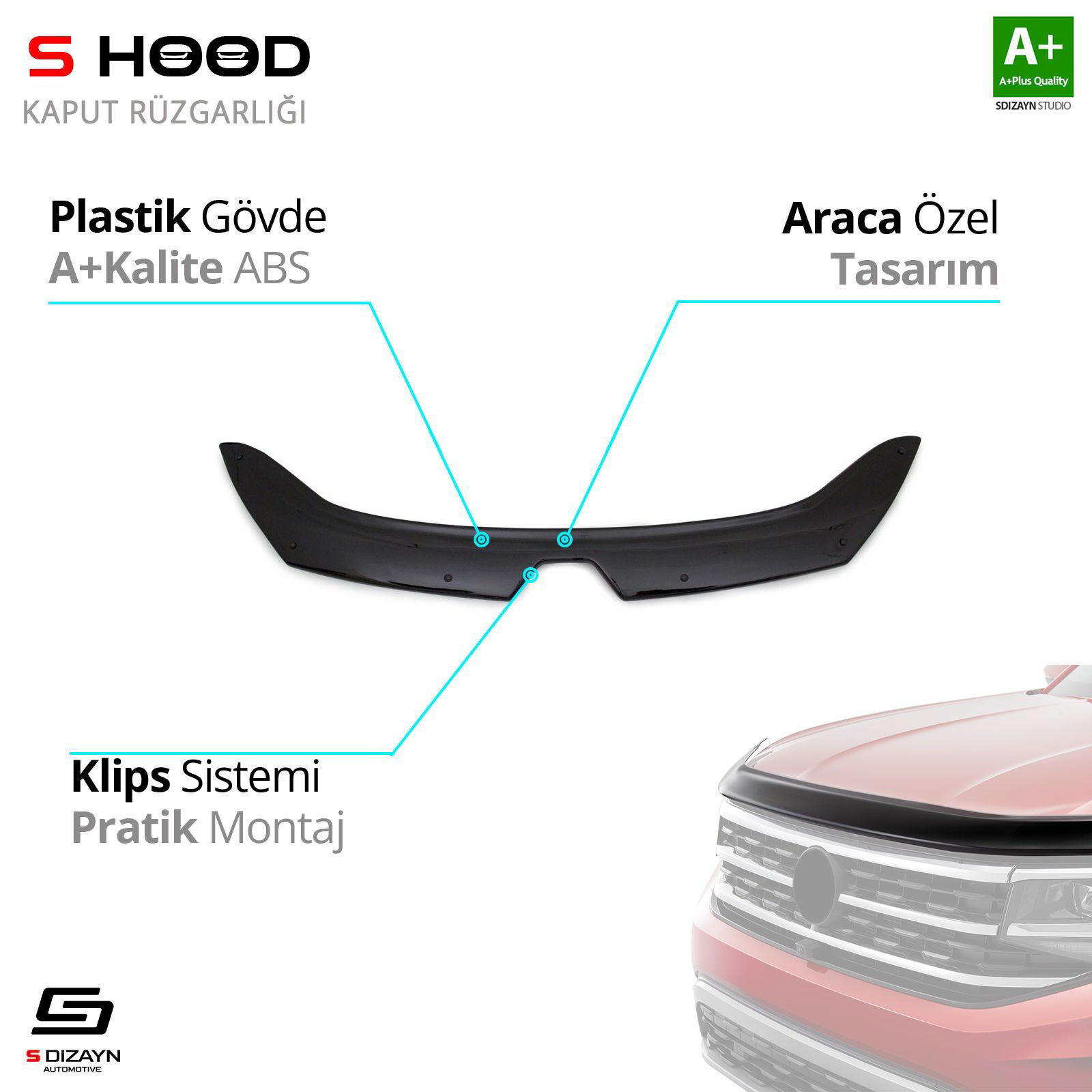 S-Dizayn Renault Uyumlu Traffic ABS Plastik Kaput Rüzgarlığı 2014 S-Dizayn Renault Uyumlu Traffic ABS Plastik Kaput Rüzgarlığı 2014