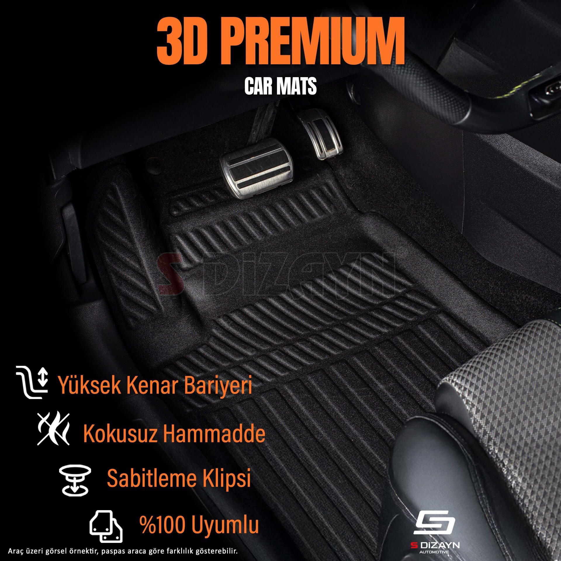 S-Dizayn Renault Clio 4 3D Pro Havuzlu Paspas 2012-2019 A+ Kalite S-Dizayn Renault Clio 4 3D Pro Havuzlu Paspas 2012-2019 A+ Kalite