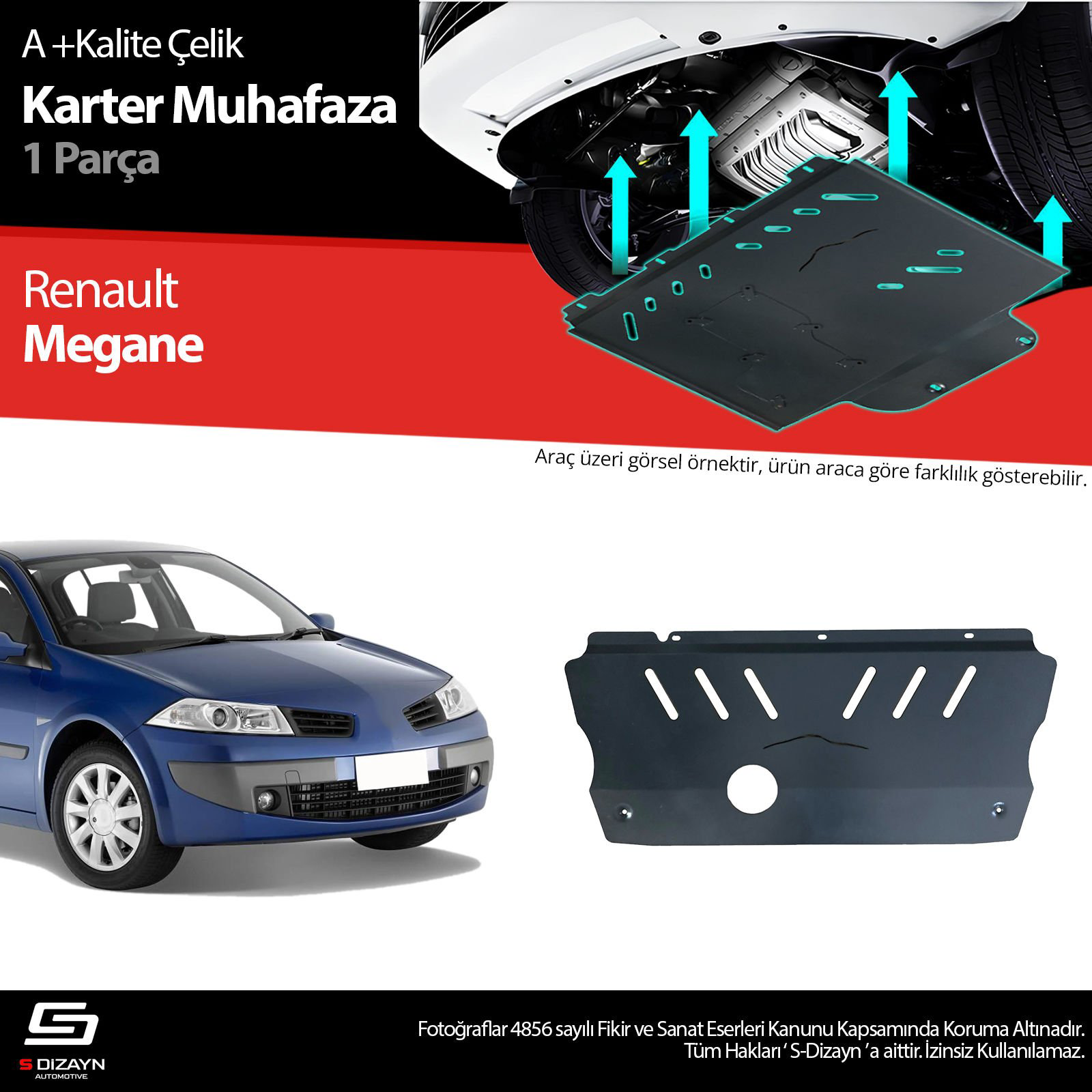S-Dizayn Renault Megane 2 Çelik Karter Muhafaza 2002-2008 A+ Kali