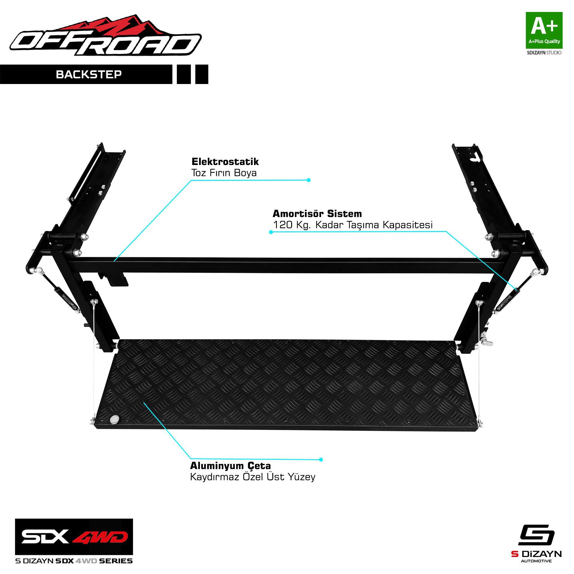S-Dizayn Sedan Uyumlu 4Wd Off Road Pick-Up Kasa Basamağı Backstep S-Dizayn Sedan Uyumlu 4Wd Off Road Pick-Up Kasa Basamağı Backstep