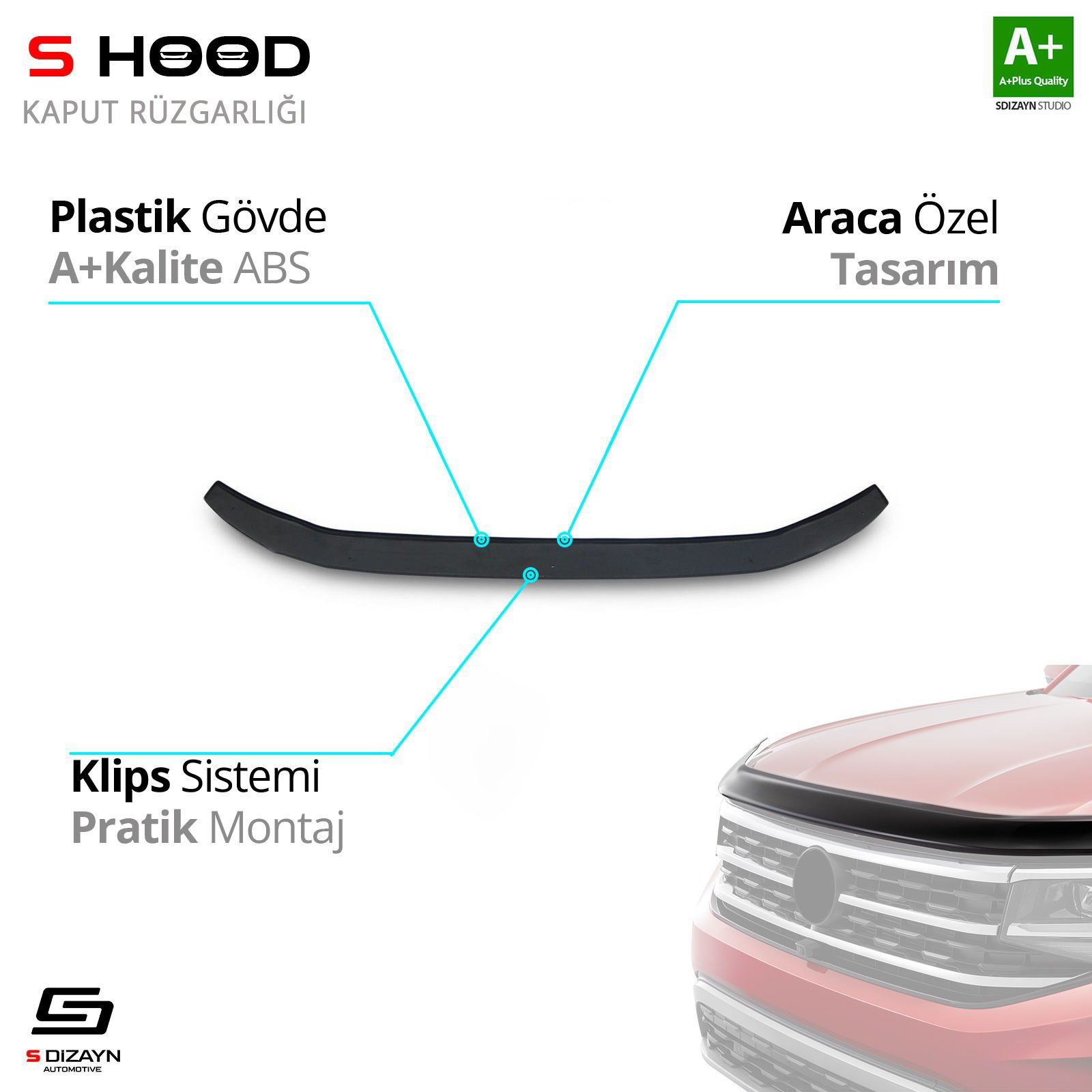 Drs Tuning S-Dizayn Toyota Uyumlu Hilux Abs Plastik Kaput Rüzgarlığı 2006-20 Drs Tuning S-Dizayn Toyota Uyumlu Hilux Abs Plastik Kaput Rüzgarlığı 2006-20