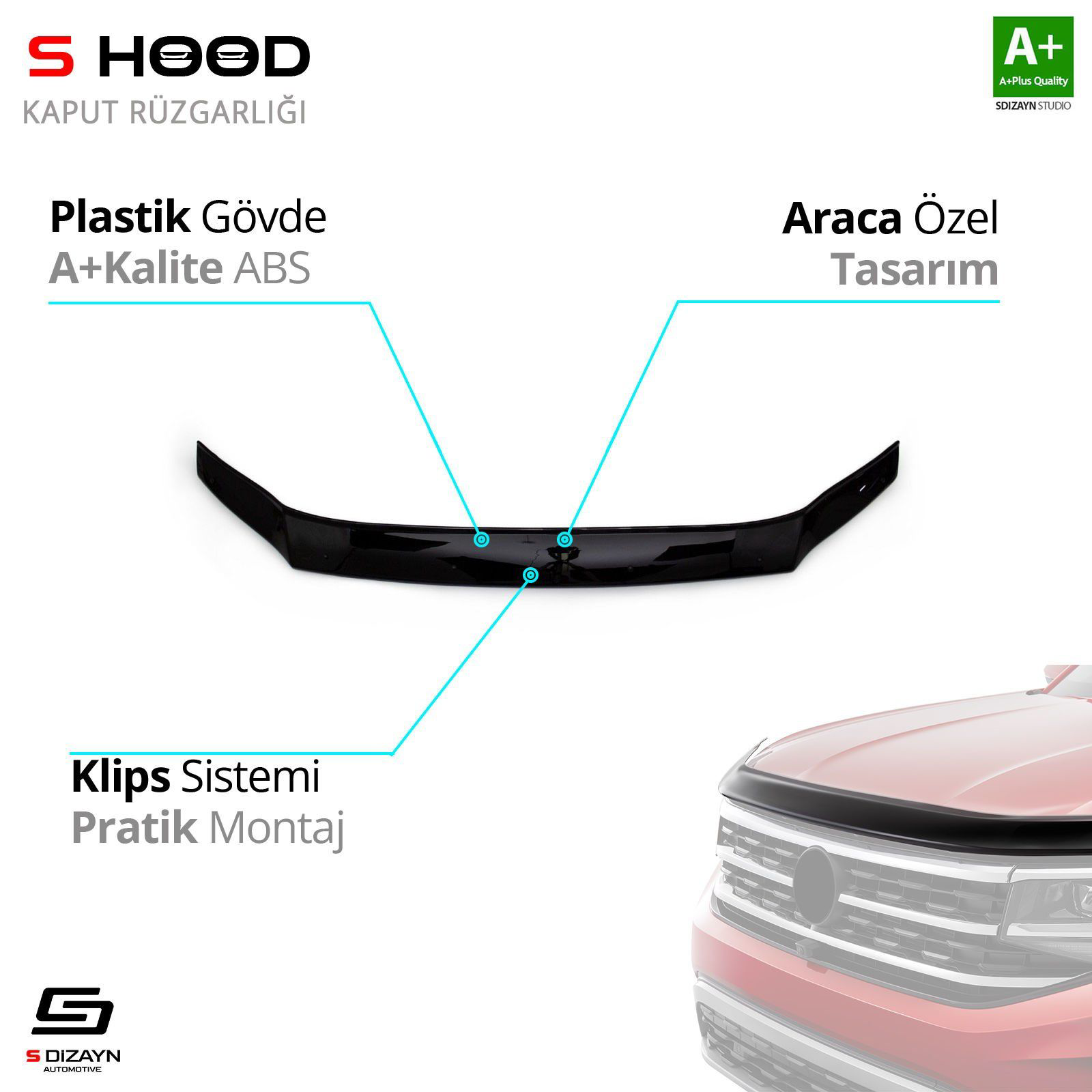 S-Dizayn Volkswagen Uyumlu Crafter ABS Plastik Kaput Rüzgarlığı 2 S-Dizayn Volkswagen Uyumlu Crafter ABS Plastik Kaput Rüzgarlığı 2