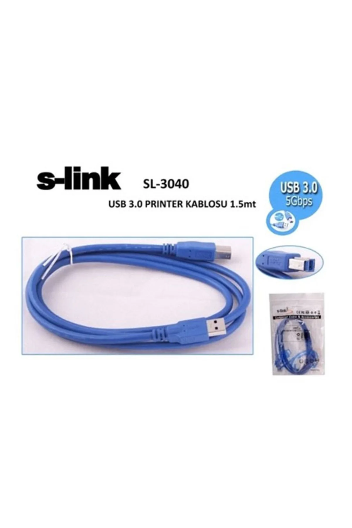 S-LINK SL-3040 Usb 3.0 A Tip B Tip Yazıcı Kablosu ( 1.5 Metre ) S-LINK SL-3040 Usb 3.0 A Tip B Tip Yazıcı Kablosu ( 1.5 Metre )