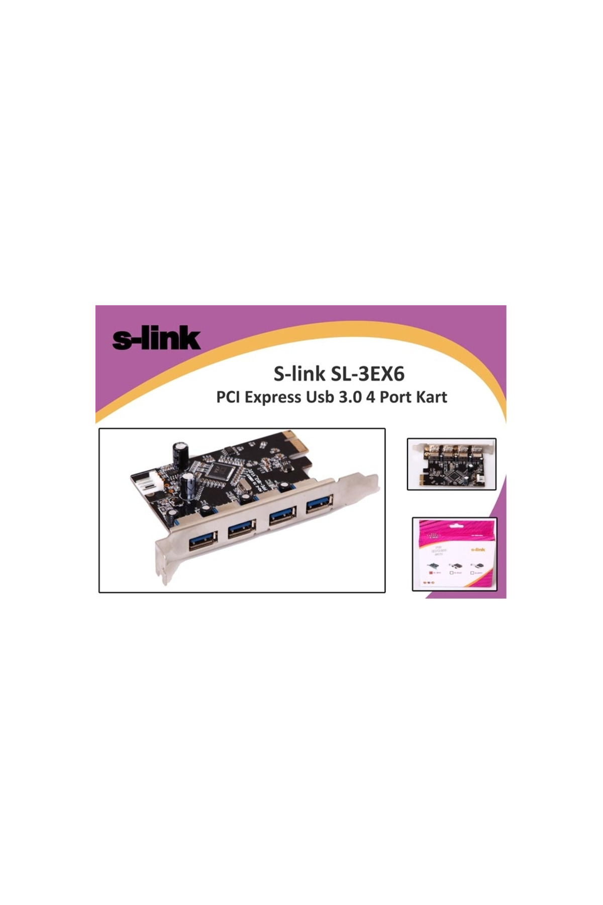 S-LINK SL-3EX6 PCI Express TO USB 3.0 x4 Port Kart