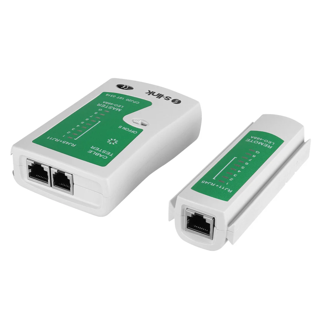 S-LINK SL-468 RJ45 ve RJ11 Kablo Test Cihazı - LED'li Profesyonel Test Ünitesi