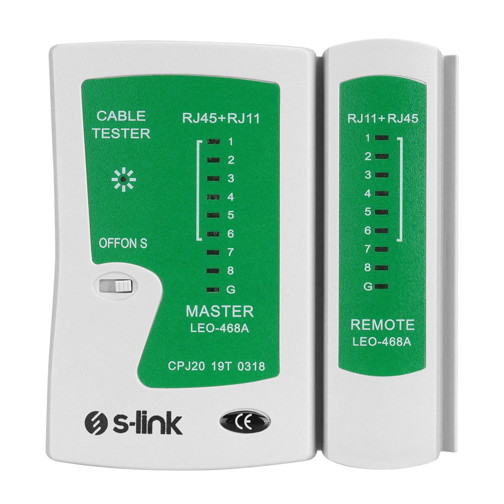 S-LINK SL-468 RJ45 ve RJ11 Kablo Test Cihazı - LED'li Profesyonel Test Ünitesi